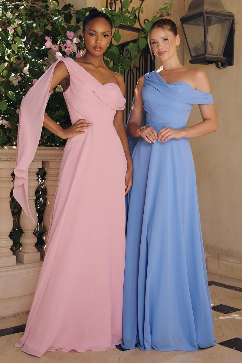 Graceful A-Line One-Shoulder Chiffon Prom Dress #T716