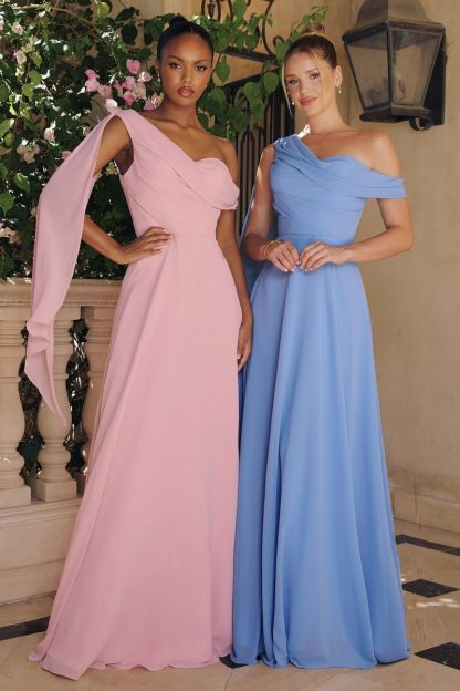 Graceful A-Line One-Shoulder Chiffon Prom Dress #T716
