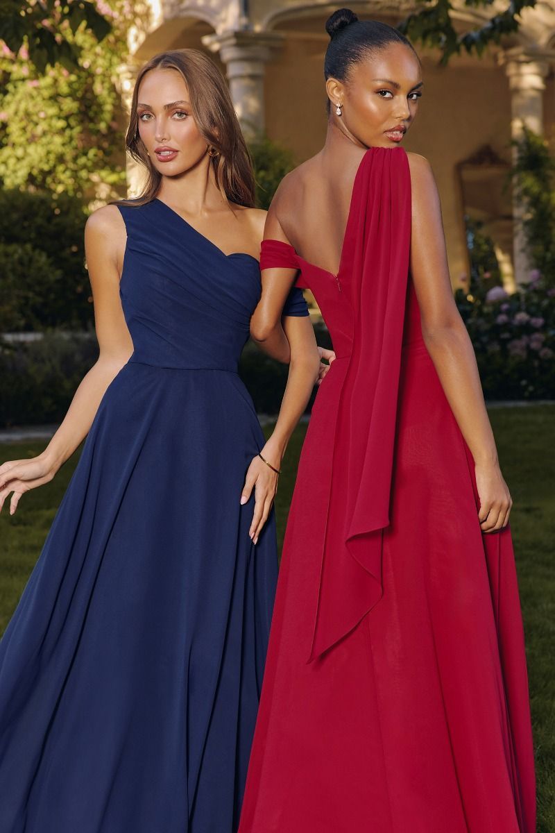 Graceful A-Line One-Shoulder Chiffon Prom Dress #T716