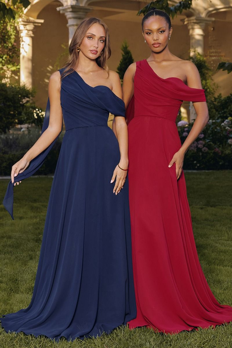 Graceful A-Line One-Shoulder Chiffon Prom Dress #T716