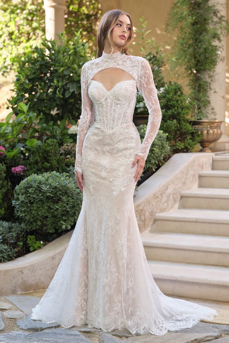 Romantic Strapless Sweetheart Sequined Lace Bridal Gown #WL071
