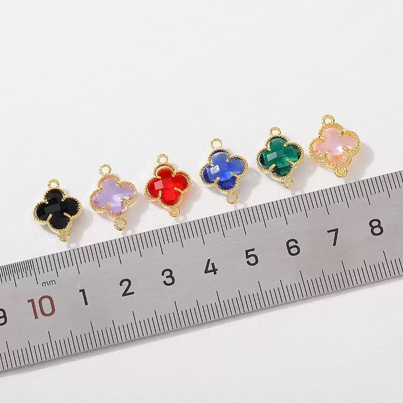 Mix Clover DIY Accessories Colorful Double Hanging Glass Crystal Pendant Skilled Accessories