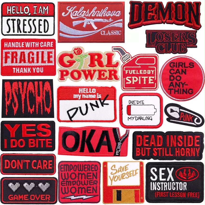 Red fashion combination embroidery patch, ironing combination