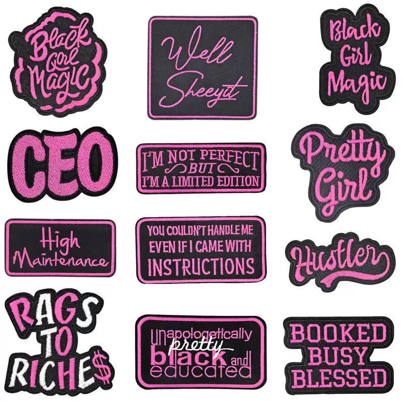 CEO lady text embroidery combination patch