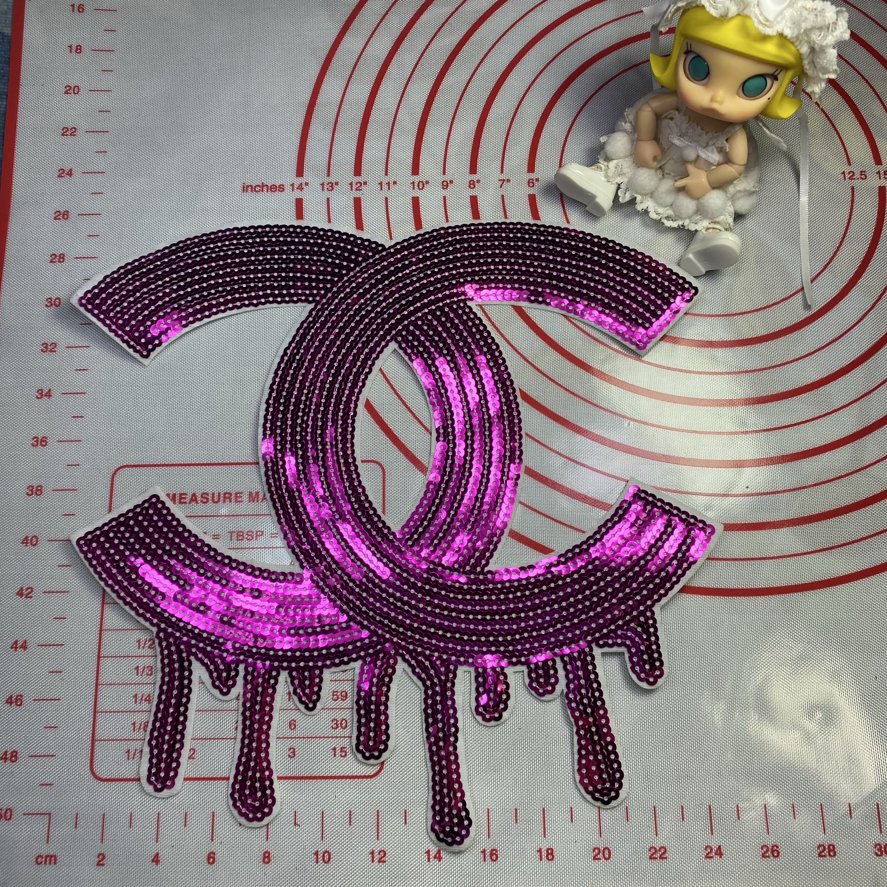Large (Iron-on) CC sequin letter Patches