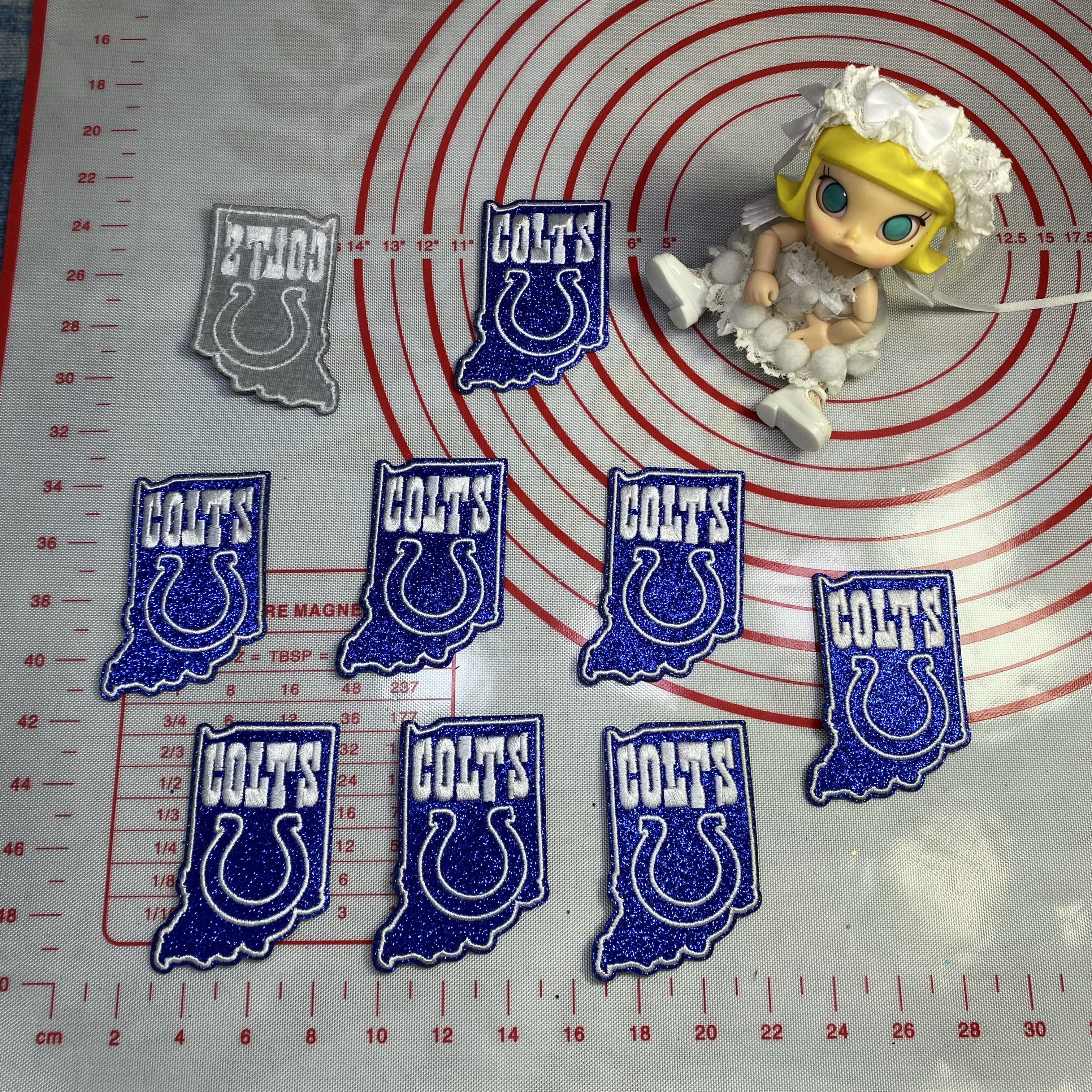 Medium (ironed) American football team glitter pink sequin patch