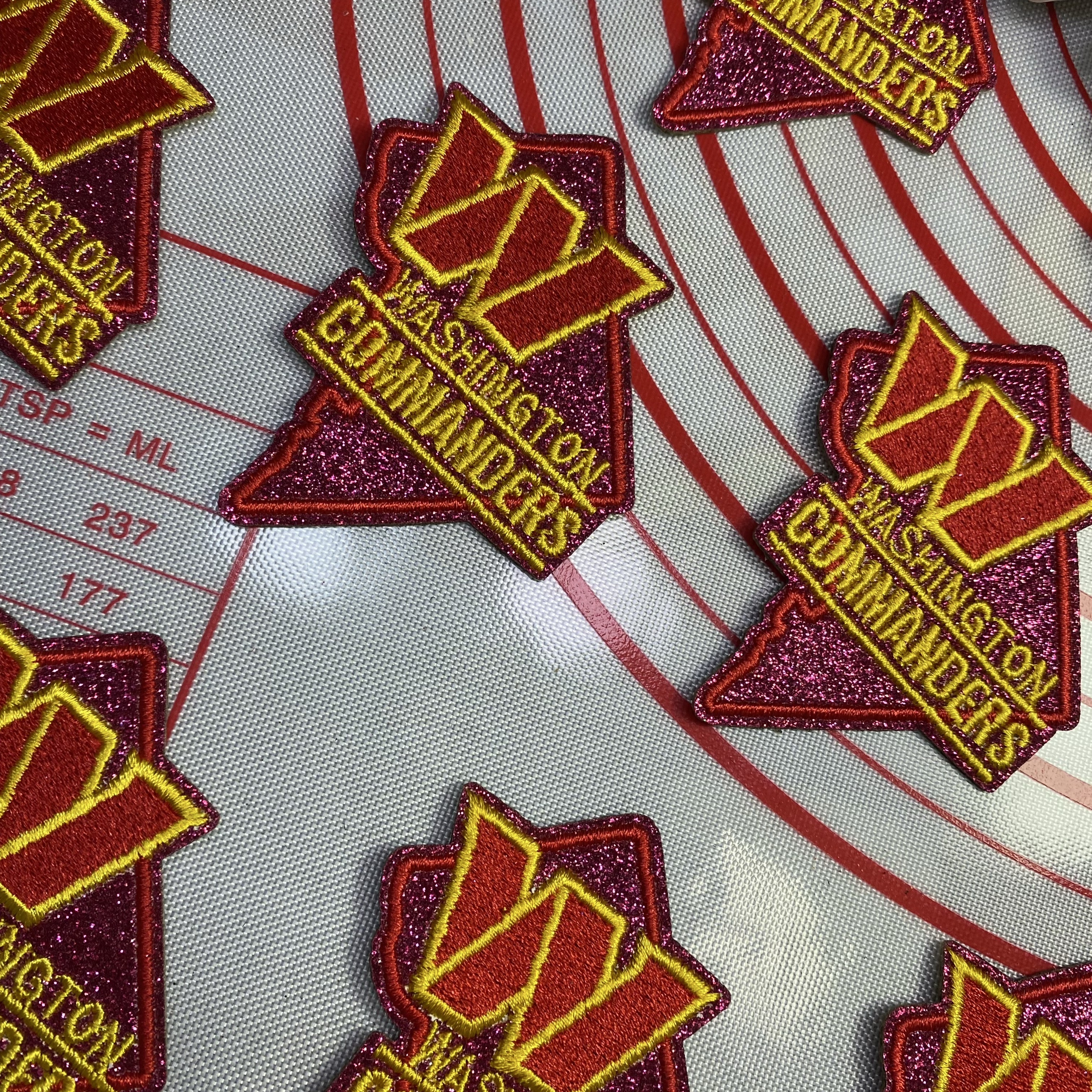 Medium (ironed) American football team glitter pink sequin patch