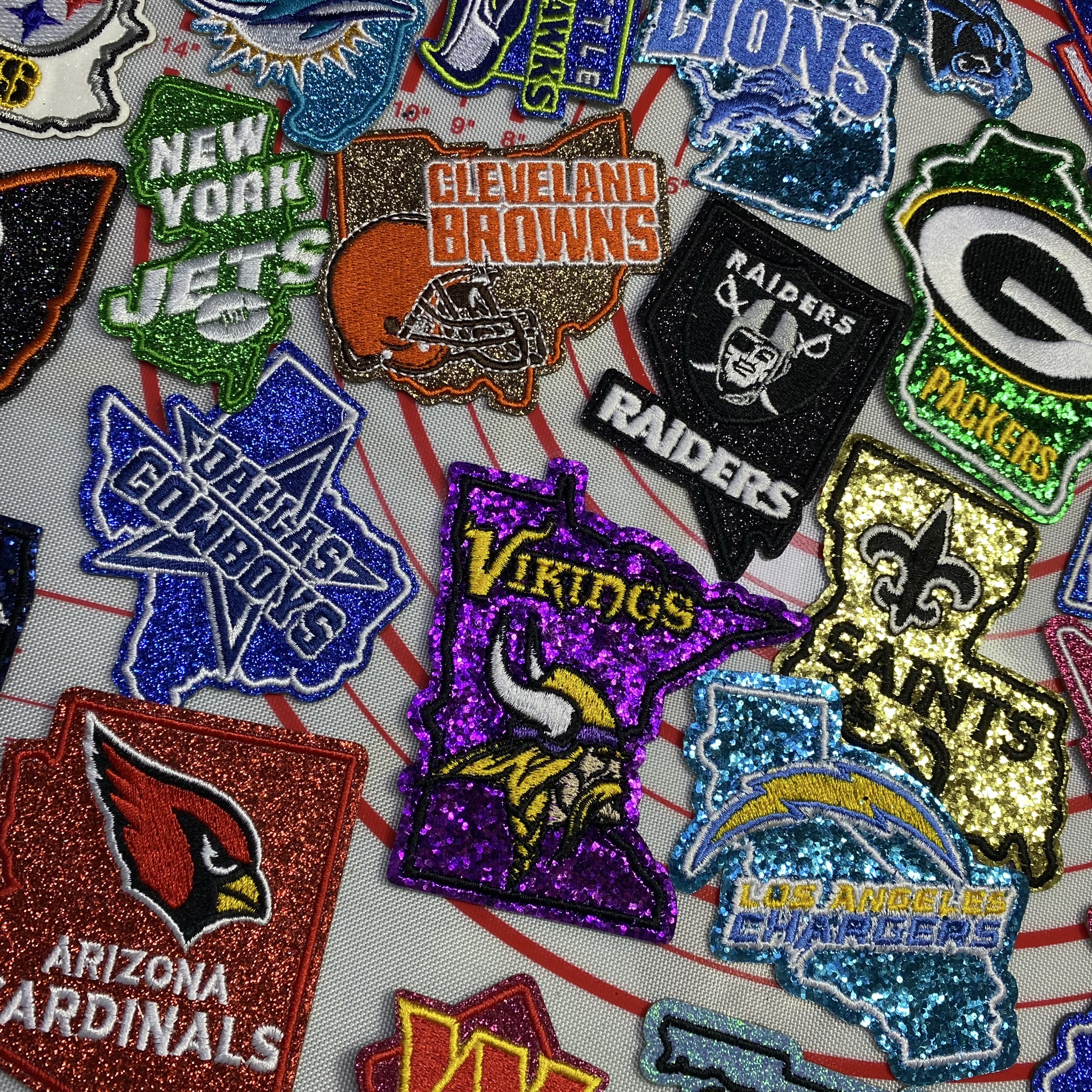 Medium (ironed) American football team glitter pink sequin patch