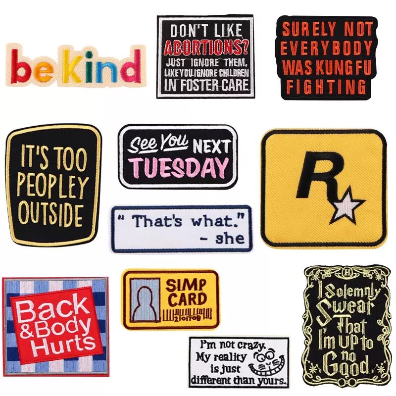 Text fashion combination embroidery patch, ironing combination