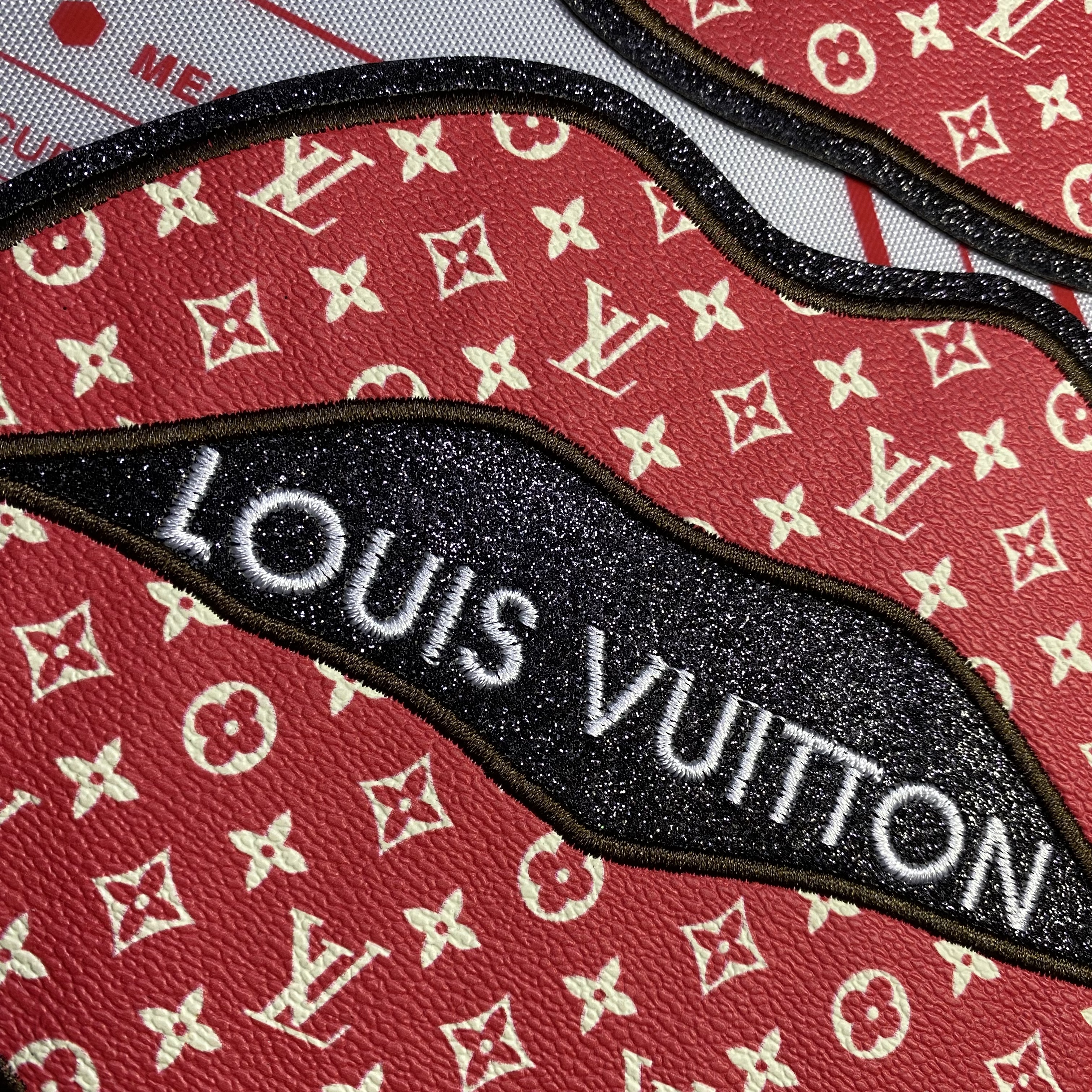 Large (Iron-on) L Betty Lips Fashion Single Leather Stitching Design Patches