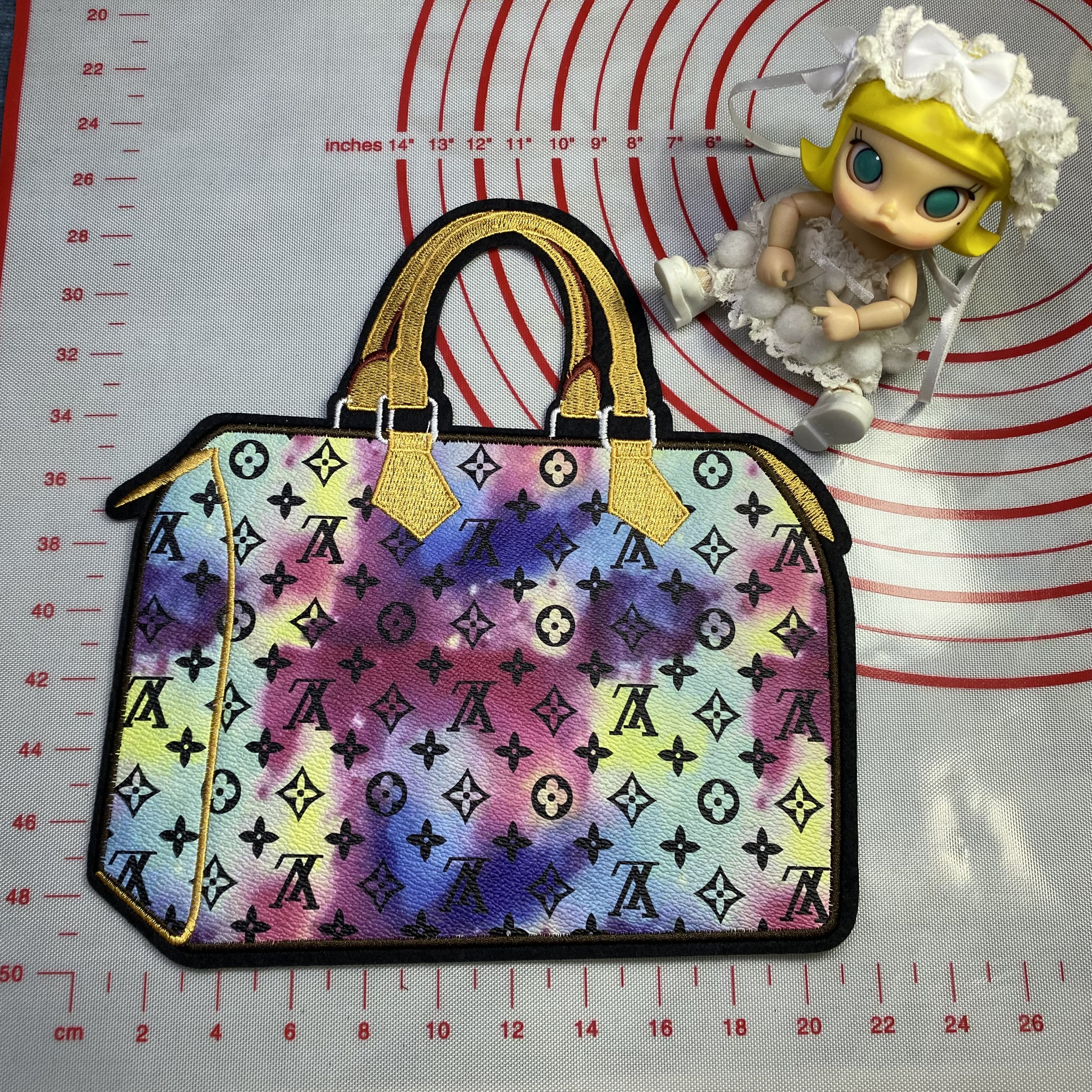 Large (Iron-on) L Betty Lips Fashion Single Leather Stitching Design Patches