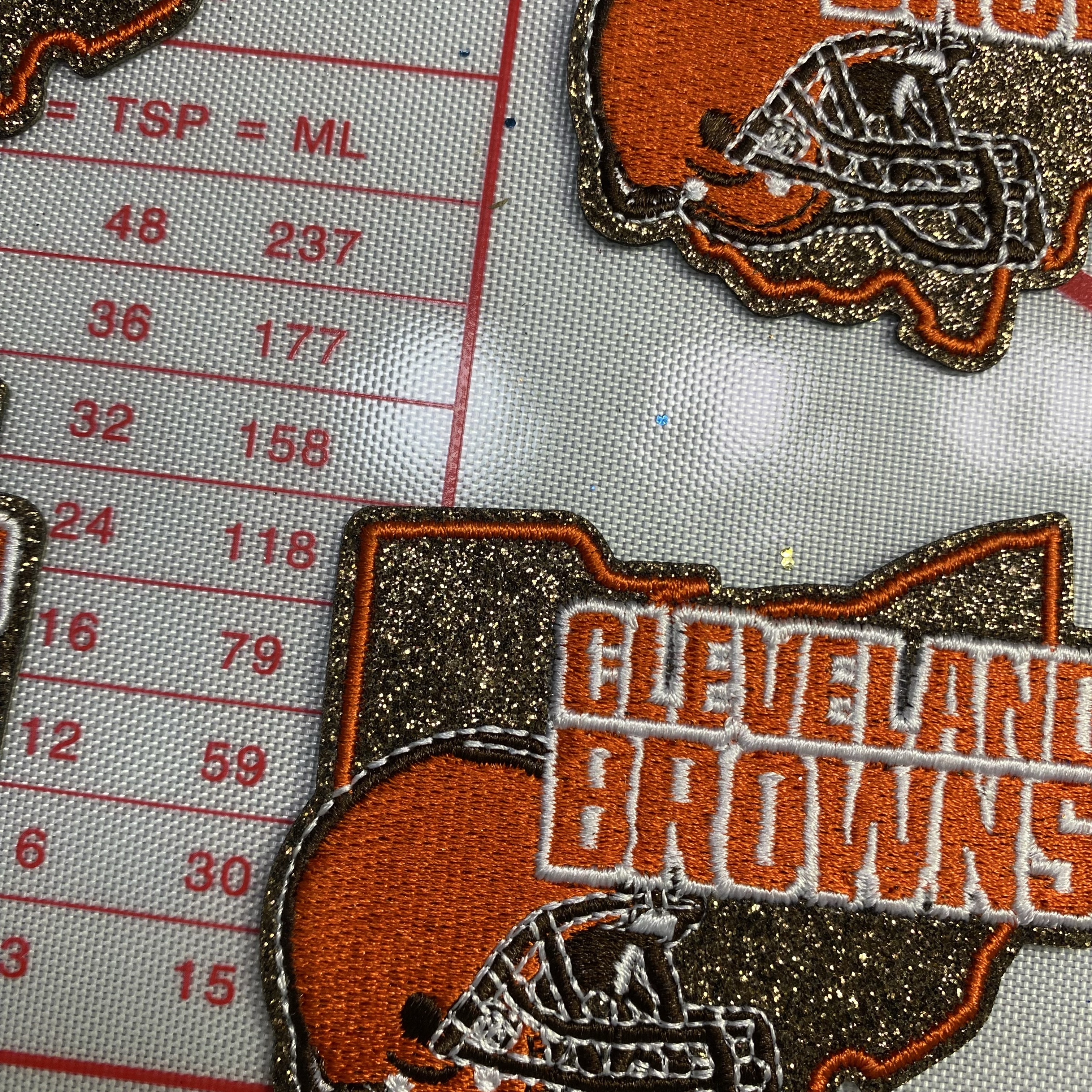 Medium (ironed) American football team glitter pink sequin patch