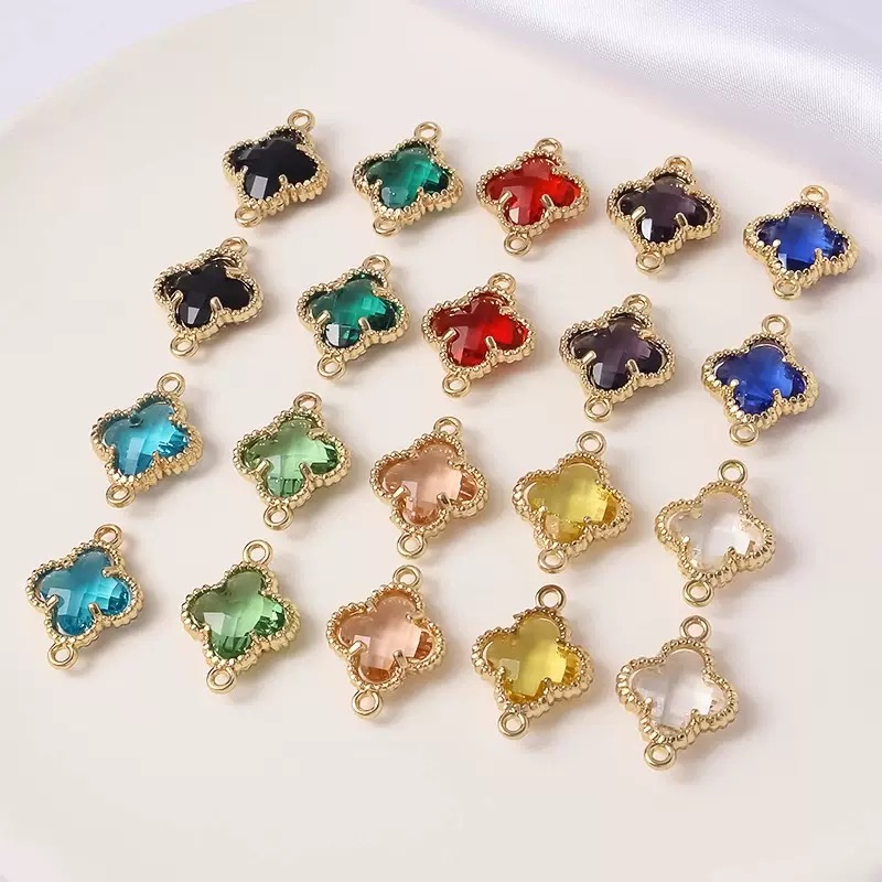 Mix Clover DIY Accessories Colorful Double Hanging Glass Crystal Pendant Skilled Accessories