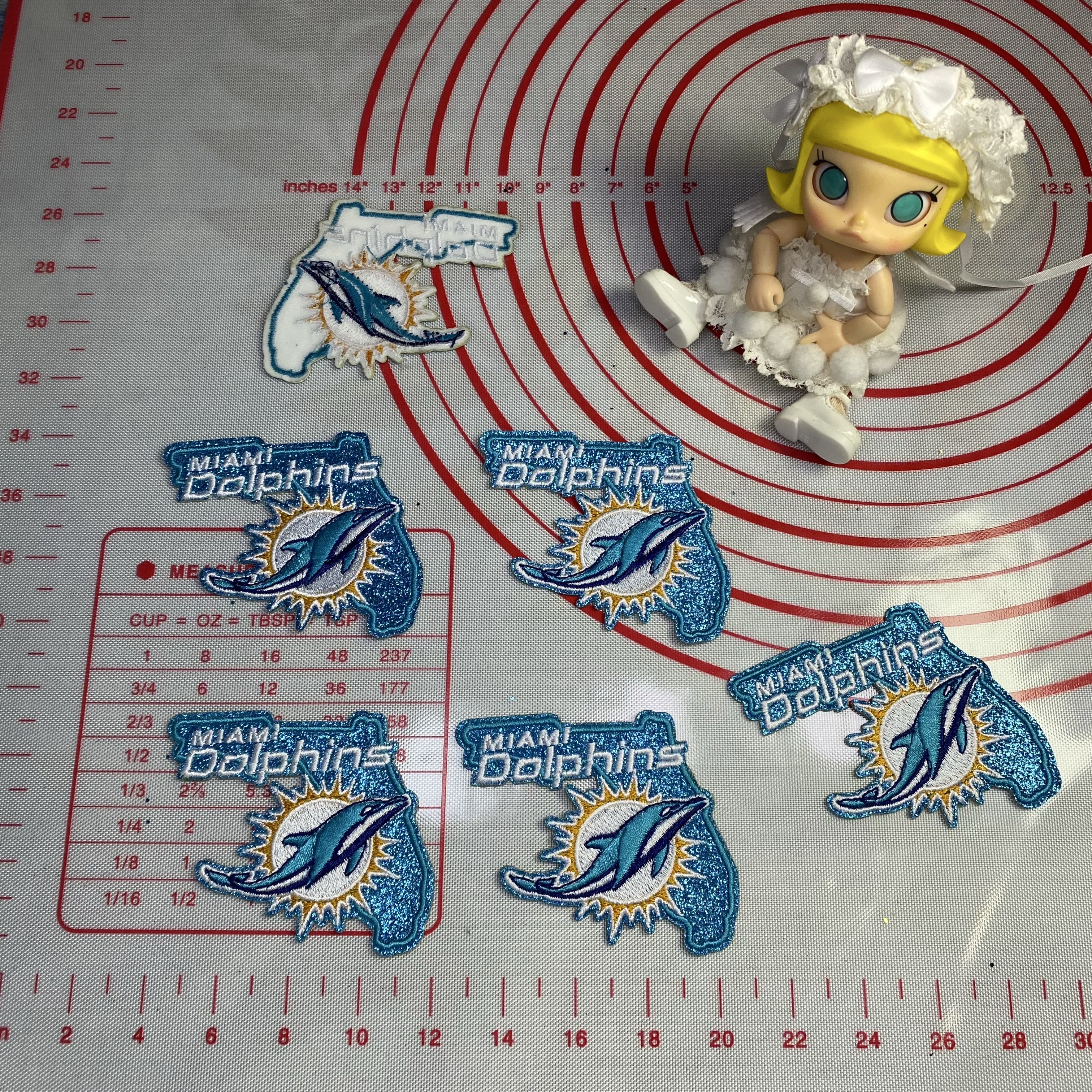 Medium (ironed) American football team glitter pink sequin patch