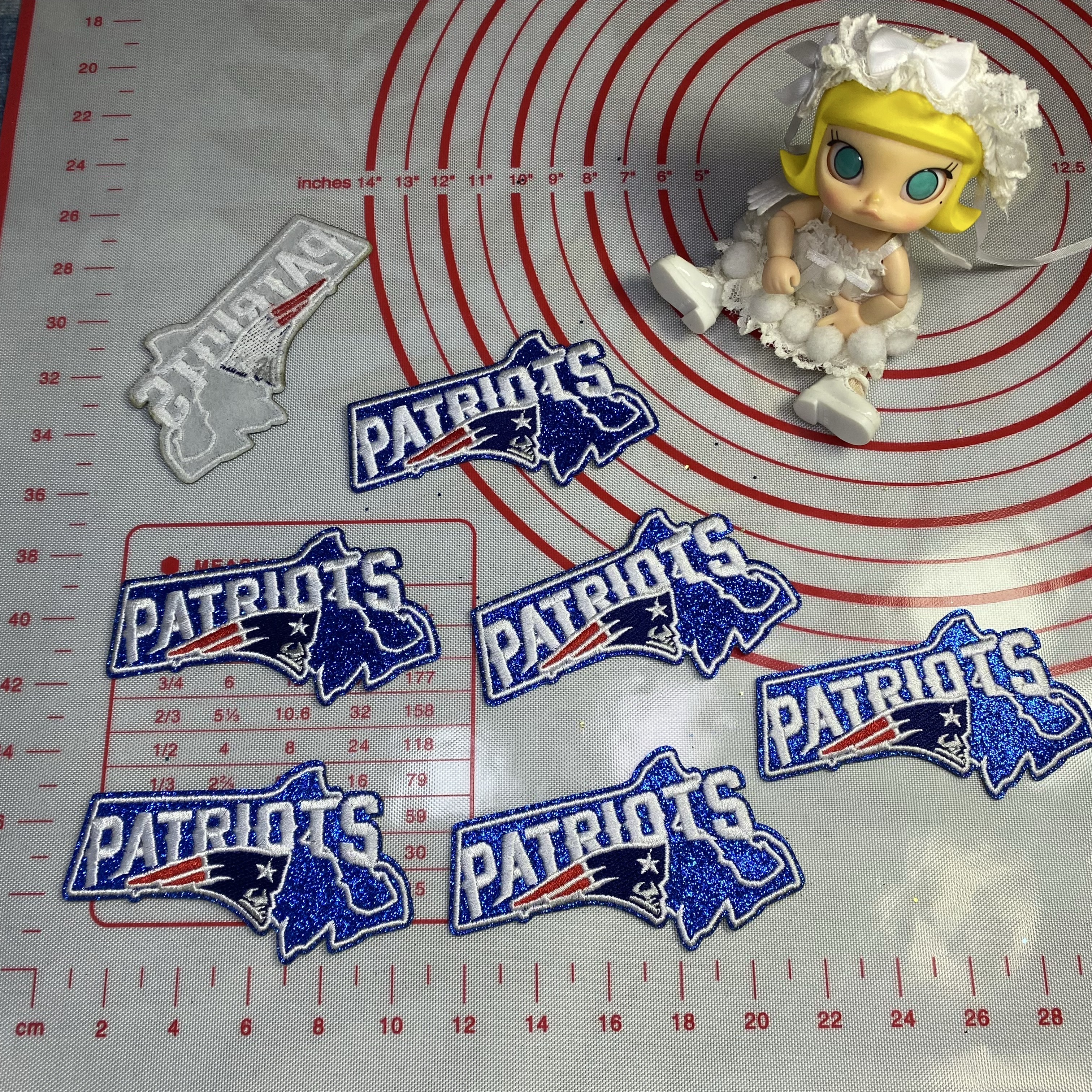 Medium (ironed) American football team glitter pink sequin patch