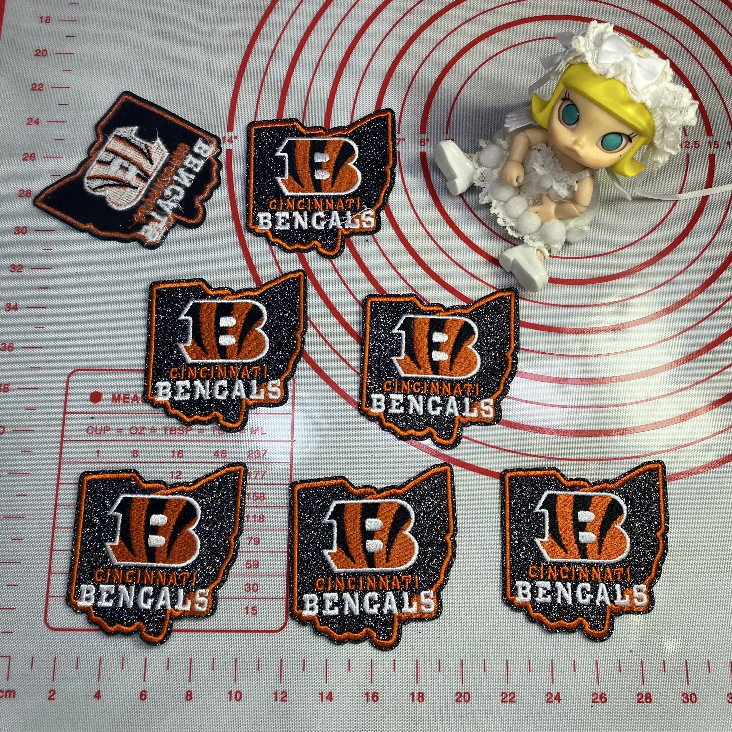 Medium (ironed) American football team glitter pink sequin patch