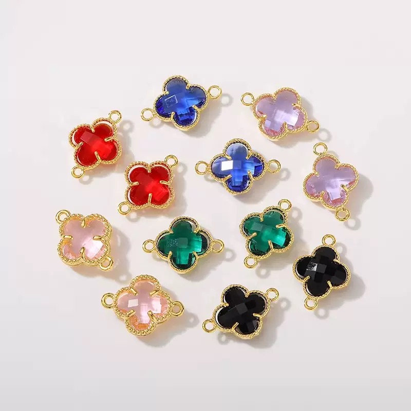Mix Clover DIY Accessories Colorful Double Hanging Glass Crystal Pendant Skilled Accessories