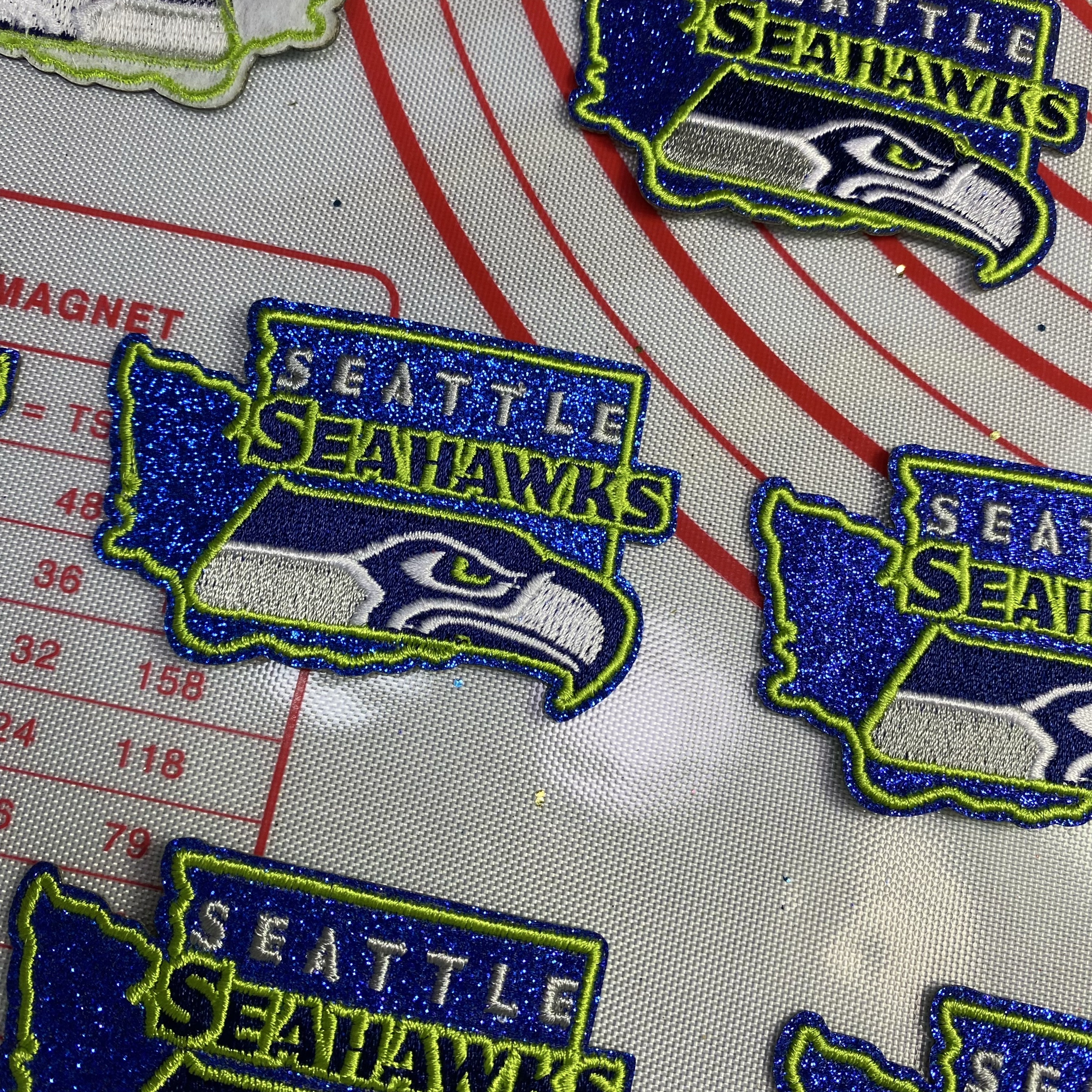 Medium (ironed) American football team glitter pink sequin patch