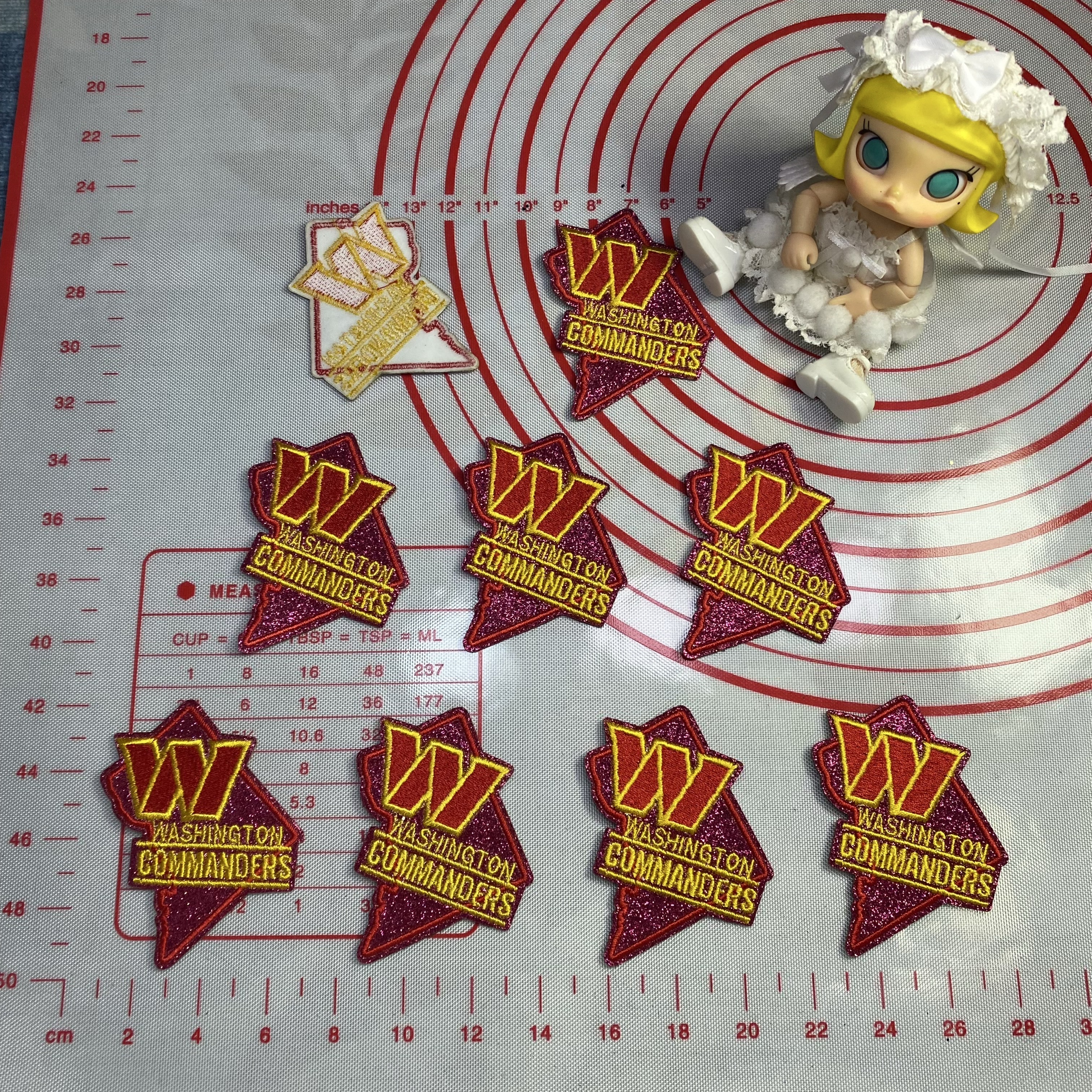 Medium (ironed) American football team glitter pink sequin patch