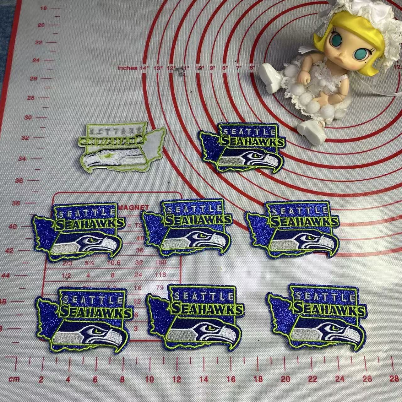 Medium (ironed) American football team glitter pink sequin patch