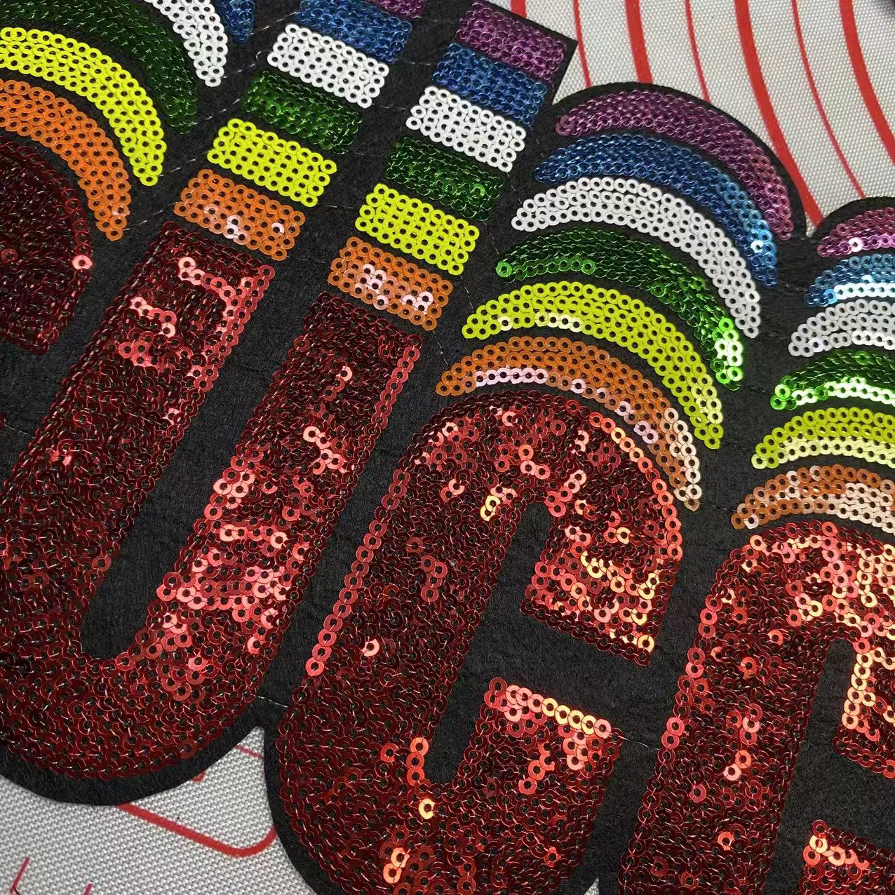 Large/medium  (Iron-on) GG Winnie the Pooh Rainbow Sequin Jacket Patches 