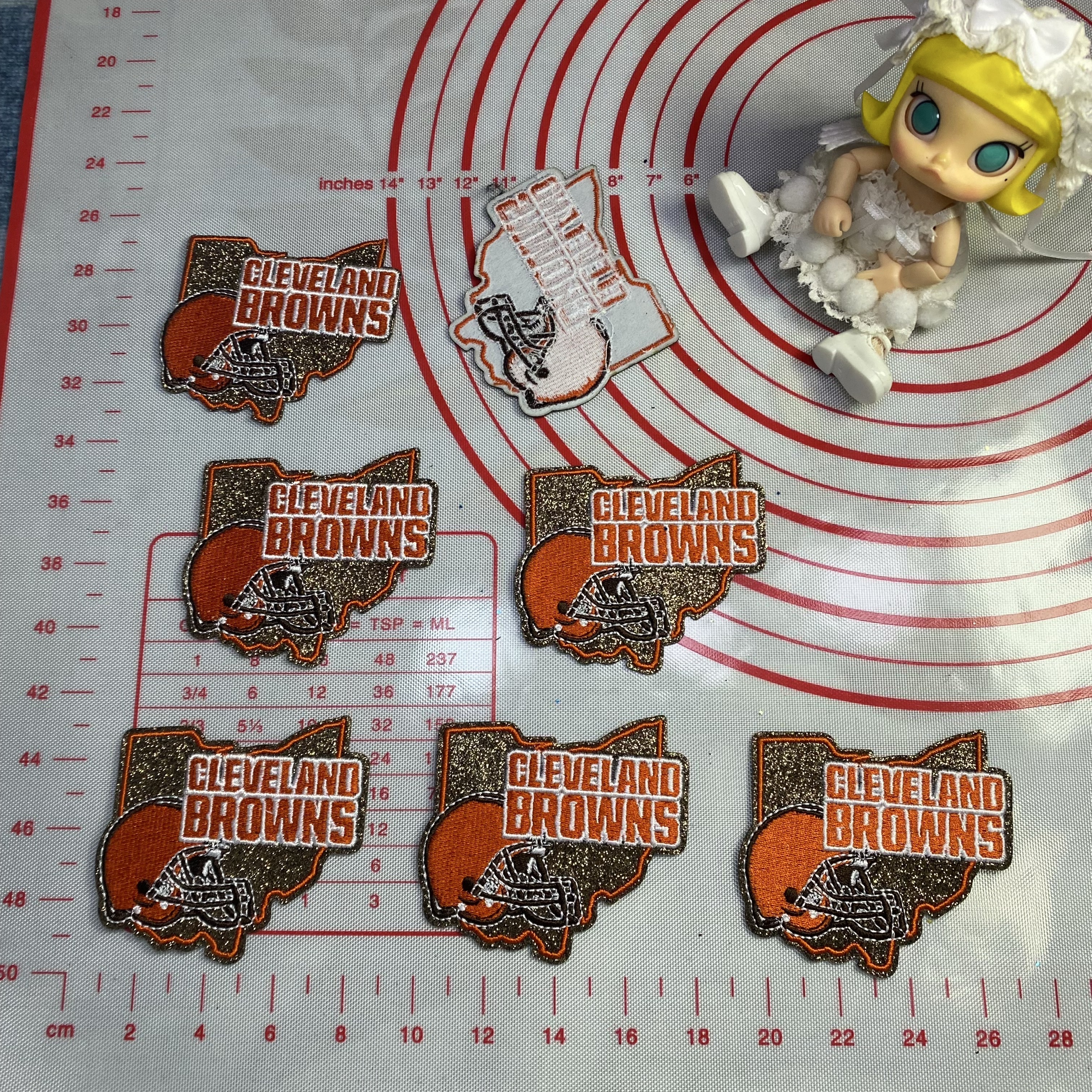 Medium (ironed) American football team glitter pink sequin patch