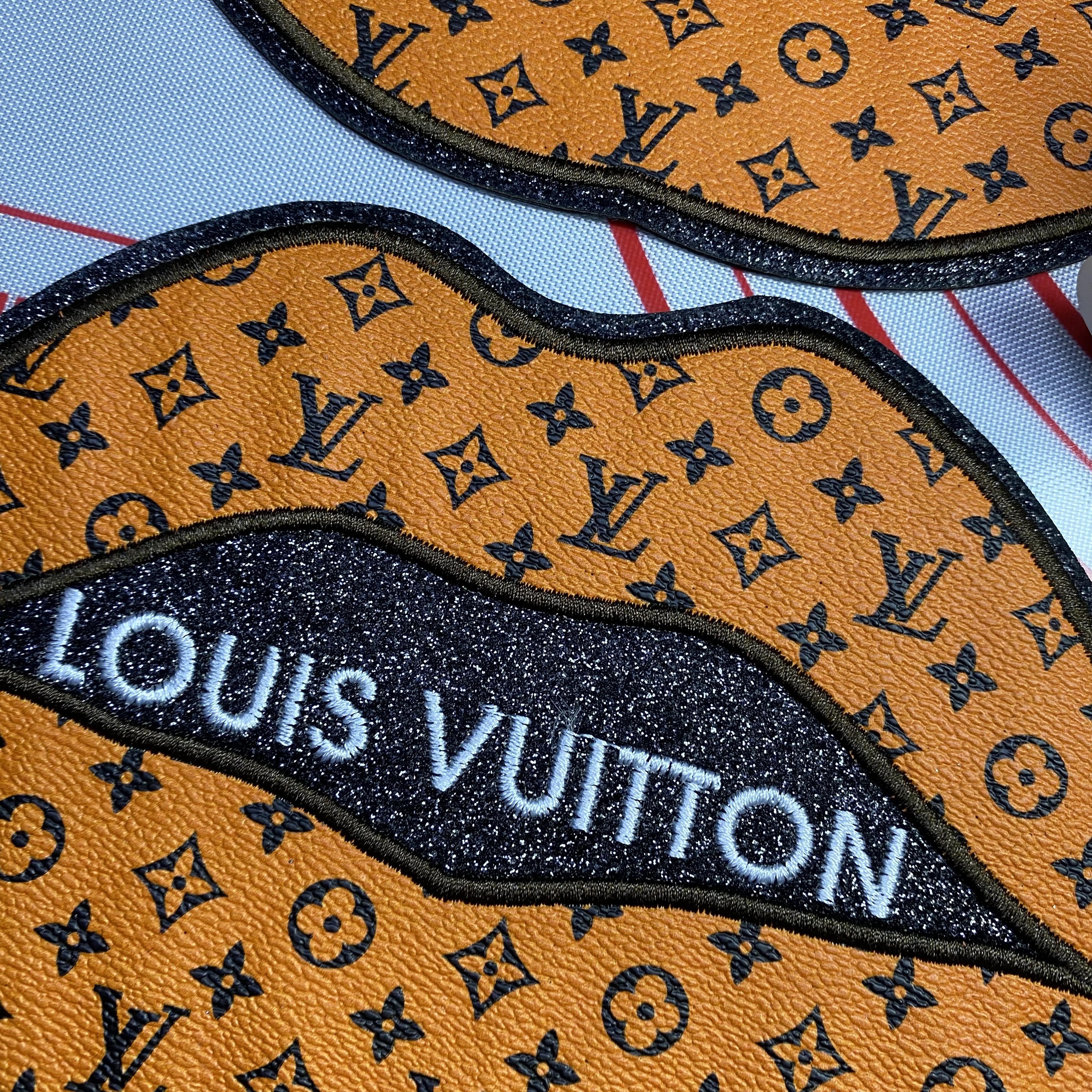 Large (Iron-on) L Betty Lips Fashion Single Leather Stitching Design Patches