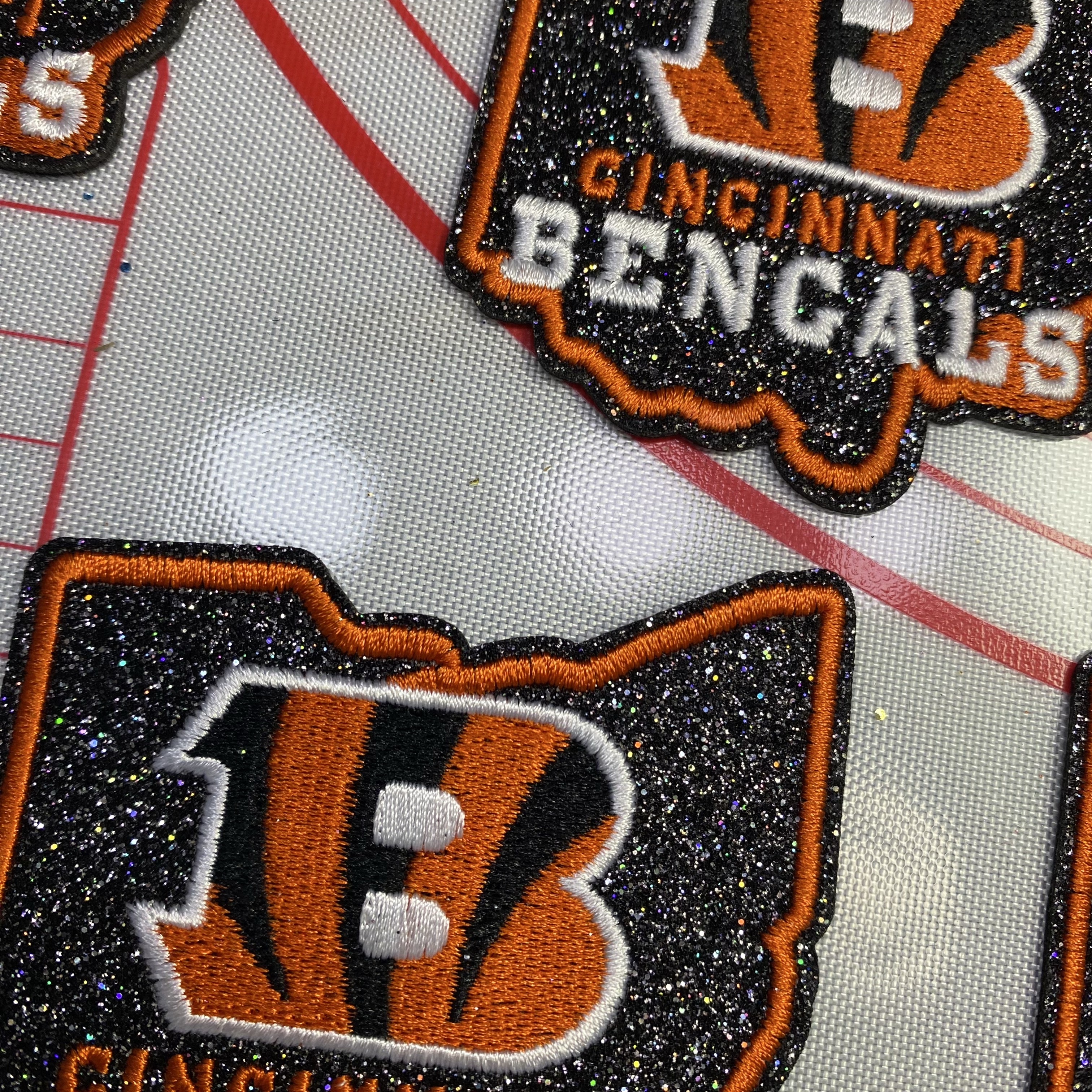 Medium (ironed) American football team glitter pink sequin patch
