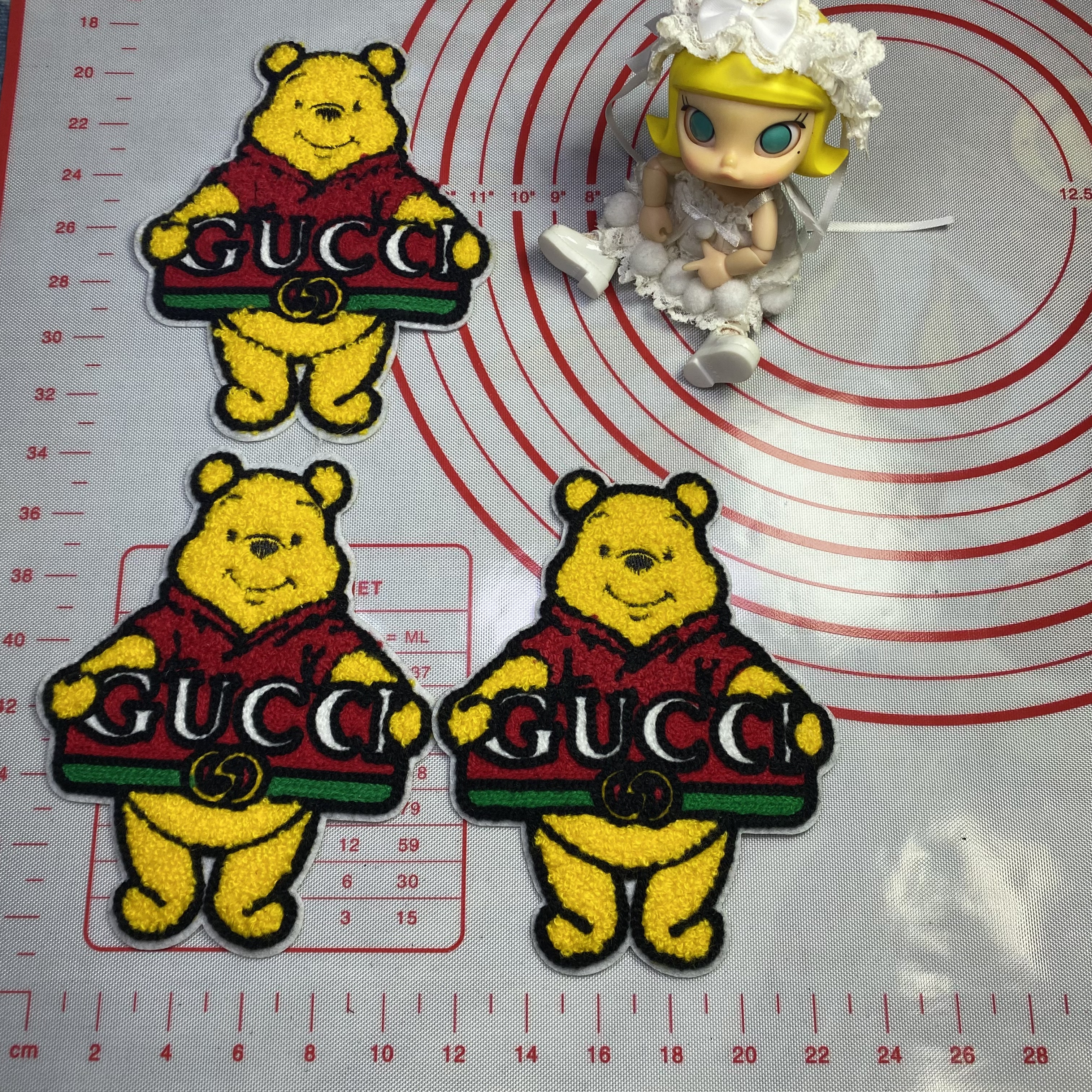 Large/medium  (Iron-on) GG Winnie the Pooh Rainbow Sequin Jacket Patches 