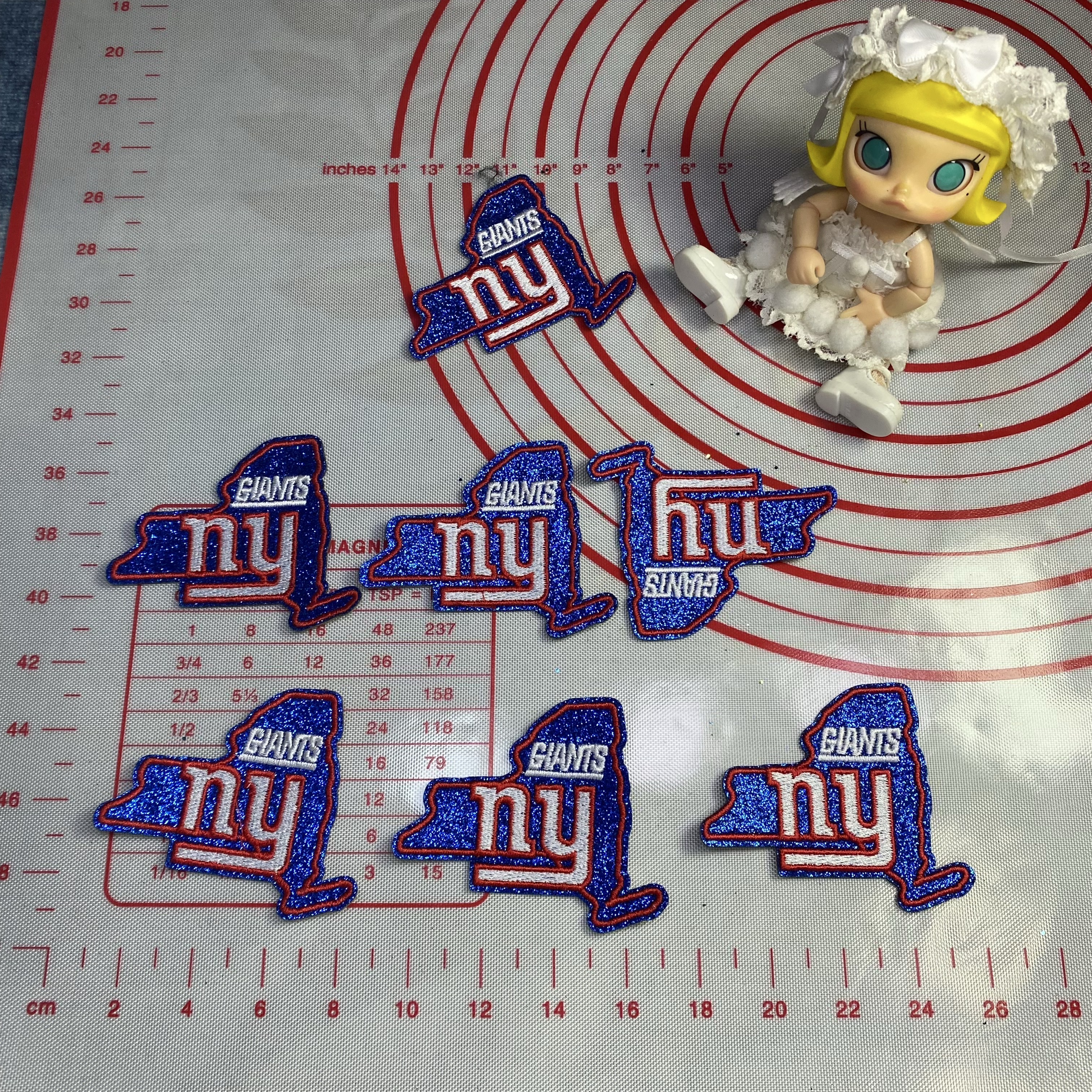 Medium (ironed) American football team glitter pink sequin patch