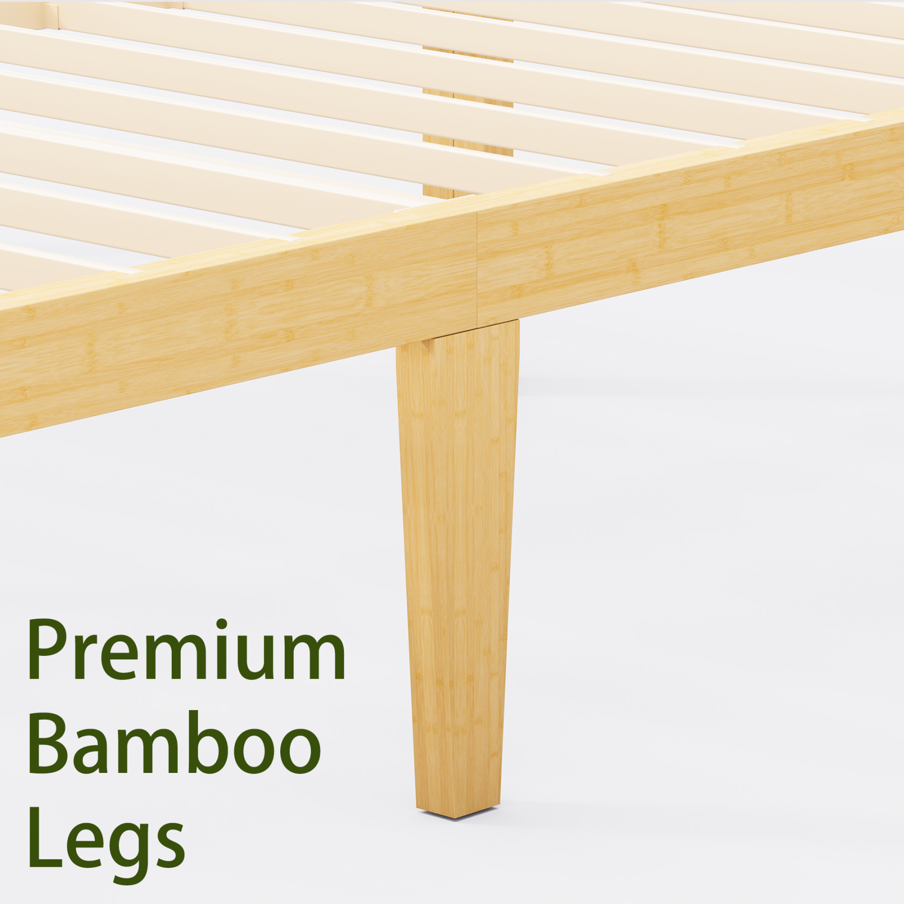 ZIYOO 14 inch Queen Size Bamboo Bed Frame with Headboard and Footboard, Heavy Duty Platform Bed Frame with Ample Under Storage, Easy Assembly, No Box Spring Needed