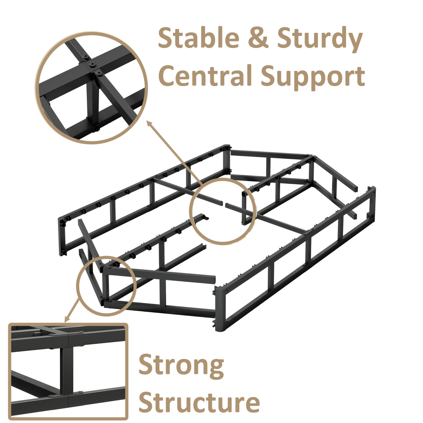 ZIYOO 4 Inch Metal Box Spring, Sturdy Mattress Foundation, Easy Assembly, Fabric Cover Included, Queen Size
