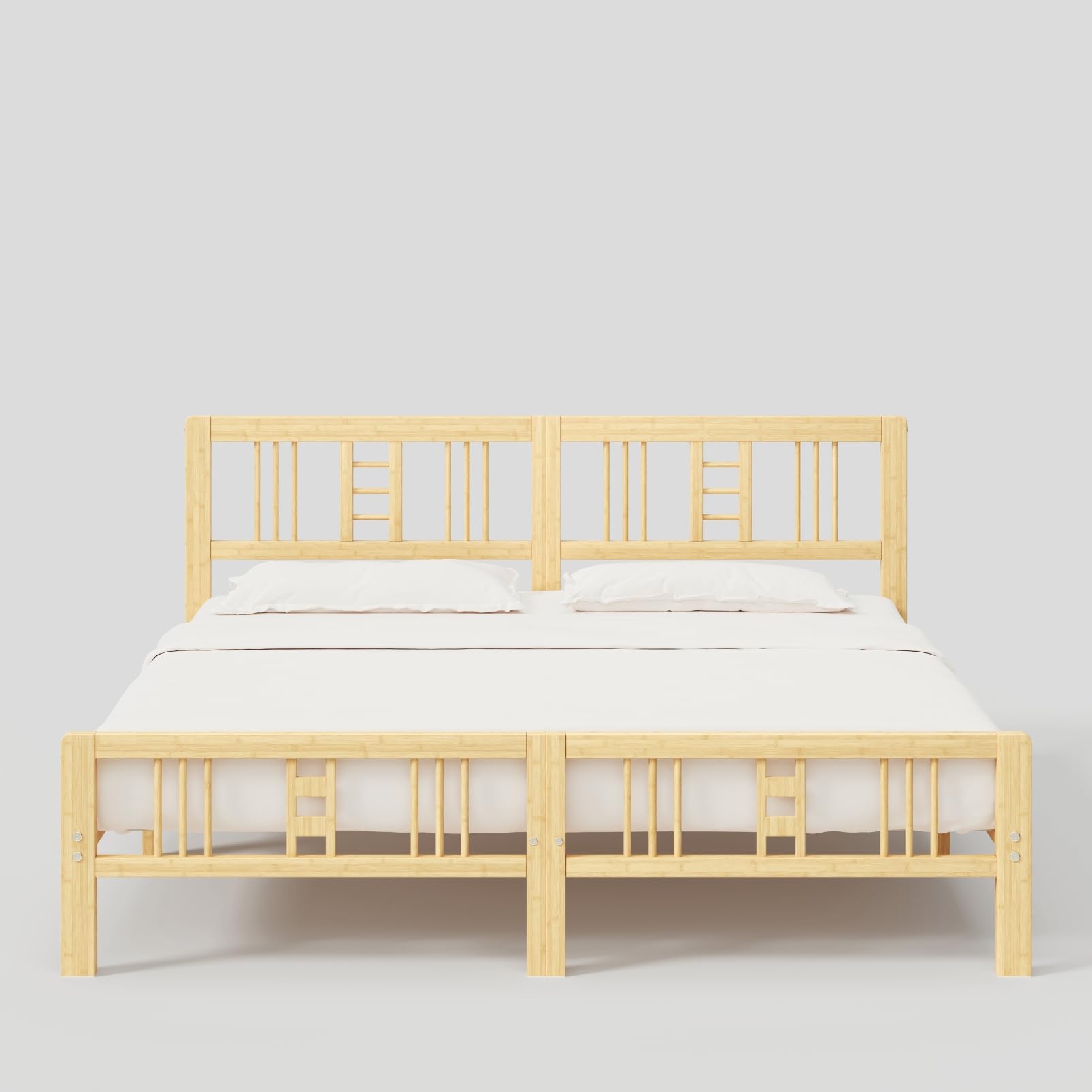 ZIYOO 10 inch Queen Size Bamboo Bed Frame with Headboard and Footboard, Queen Heavy Duty Bed Frame with Metal Slats Support, No Box Spring Needed, Noiseless