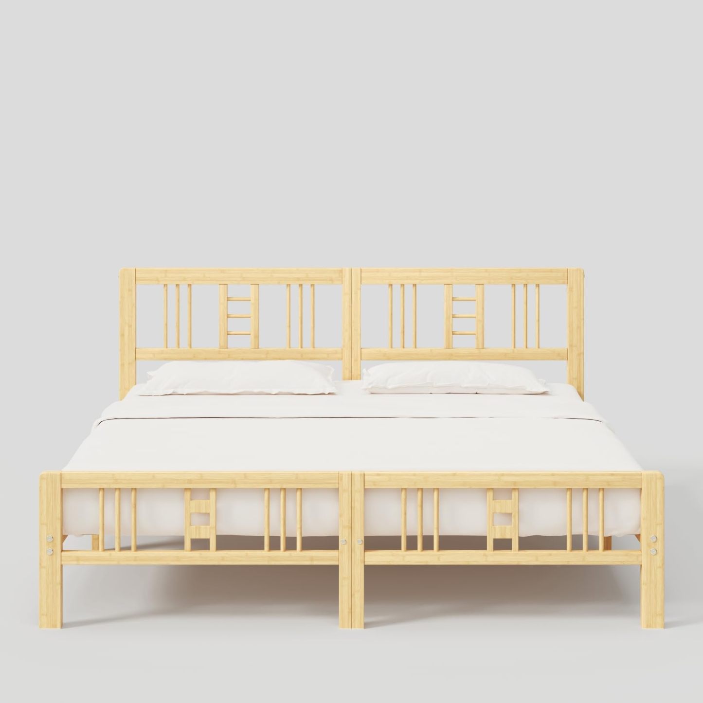 ZIYOO 10 inch Queen Size Bamboo Bed Frame with Headboard and Footboard, Queen Heavy Duty Bed Frame with Metal Slats Support, No Box Spring Needed, Noiseless