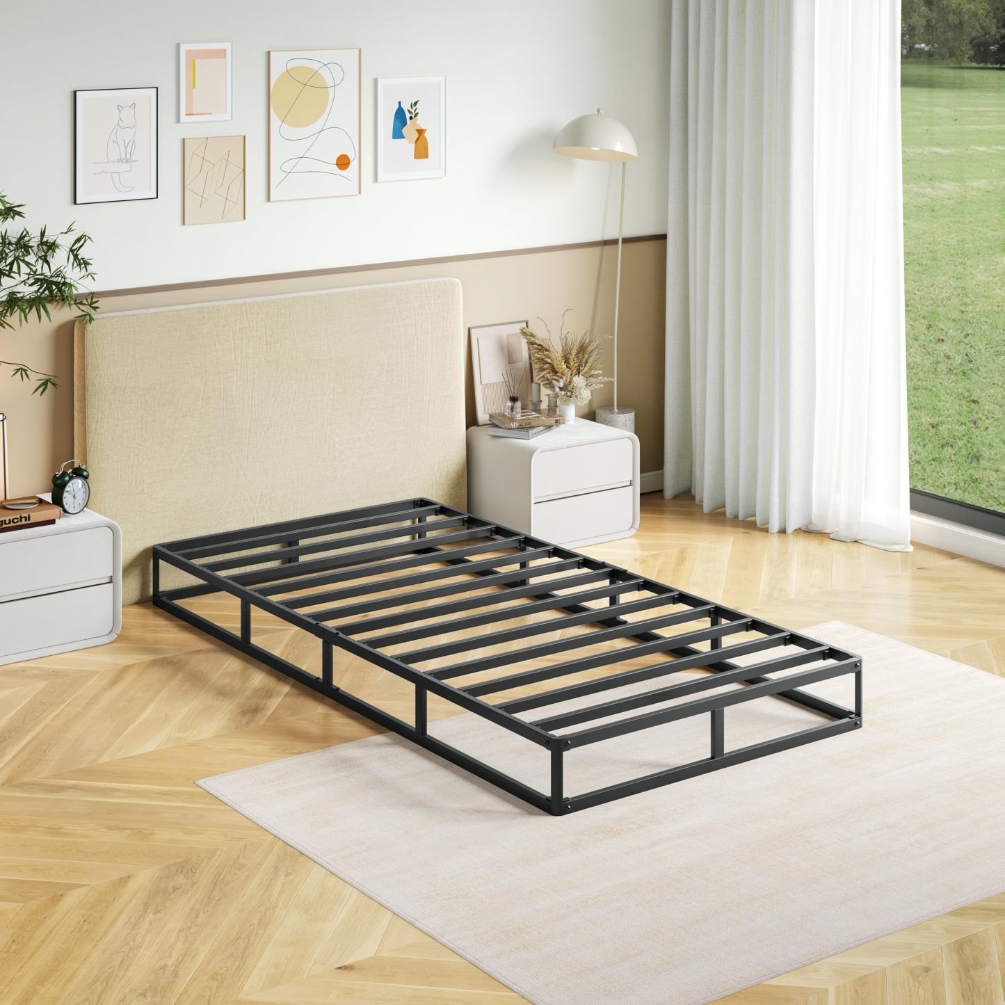 ZIYOO 4 inch Metal Box Spring, Heavy - Duty Mattress Foundation,Twin Size