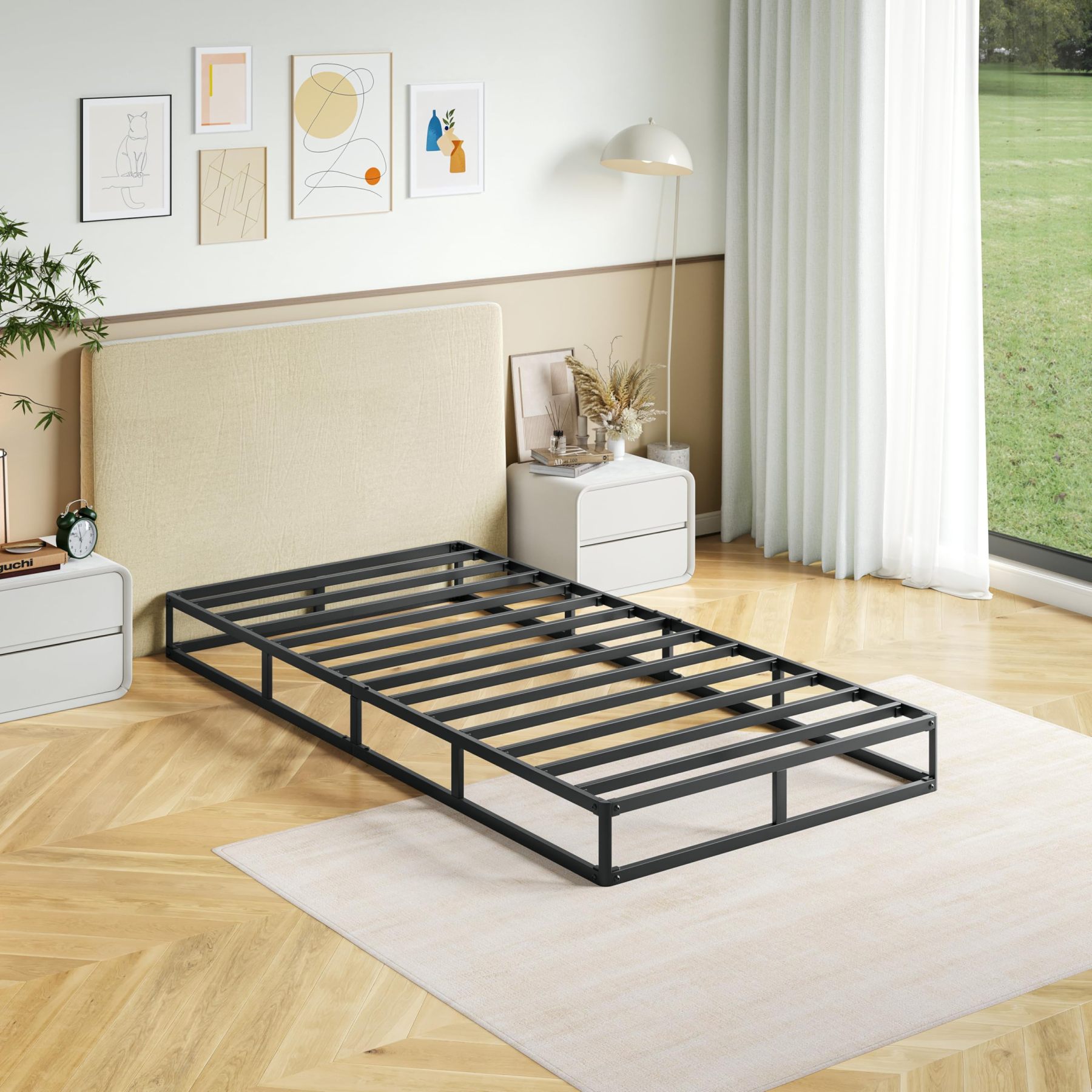 ZIYOO 4 inch Metal Box Spring, Heavy - Duty Mattress Foundation,Twin Size