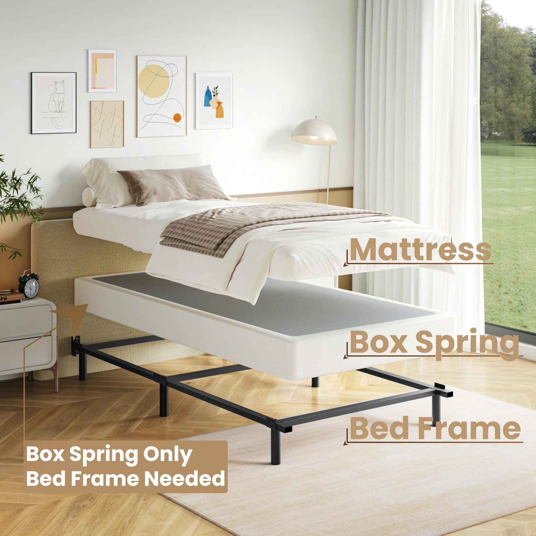 ZIYOO 4 inch Metal Box Spring, Heavy - Duty Mattress Foundation,Twin Size