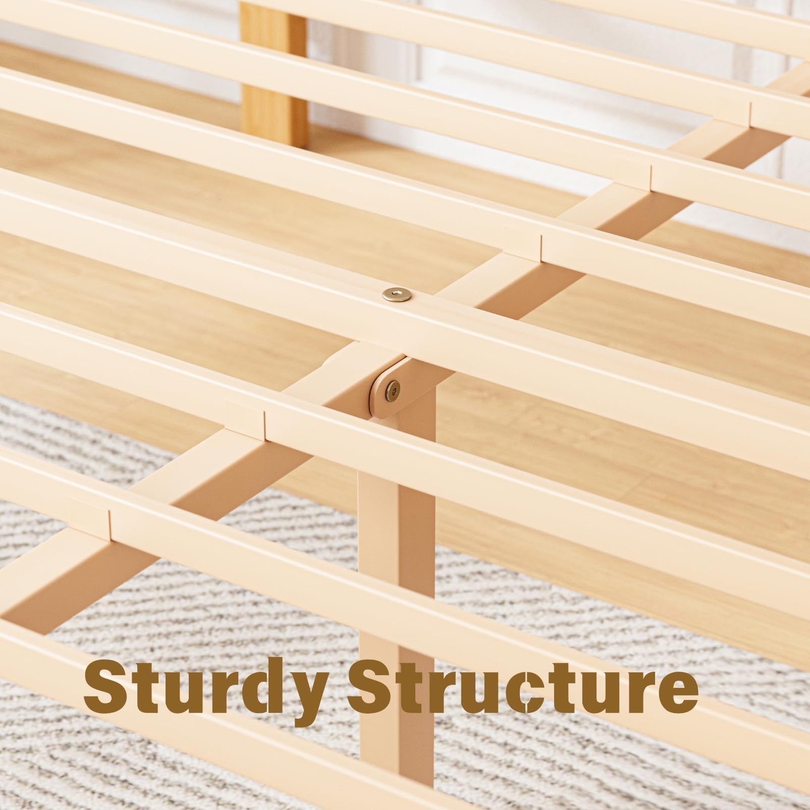 ZIYOO 12 inch Queen Size Wood Bamboo Platform Bed Frame with Headboard and Footboard, Queen Heavy Duty Bed Frame with Metal Slats Support, No Box Spring Needed