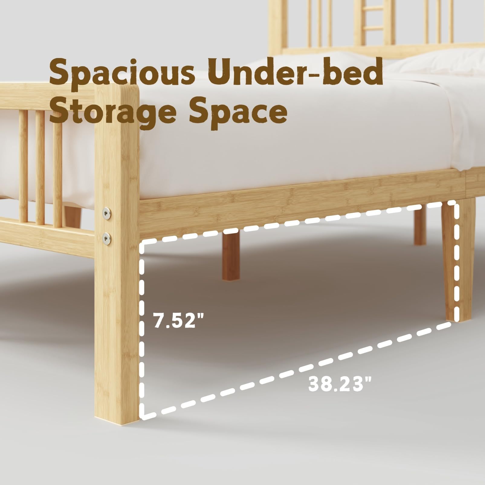 ZIYOO 10 inch Queen Size Bamboo Bed Frame with Headboard and Footboard, Queen Heavy Duty Bed Frame with Metal Slats Support, No Box Spring Needed, Noiseless