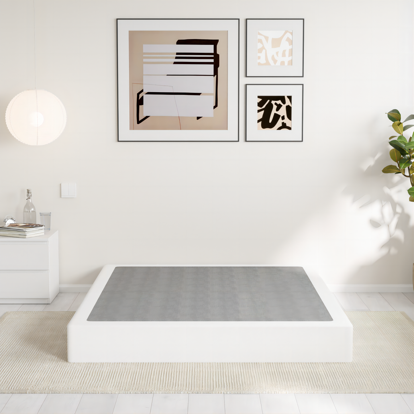 ZIYOO 4 Inch Metal Box Spring, Sturdy Mattress Foundation, Easy Assembly, Fabric Cover Included, Queen Size