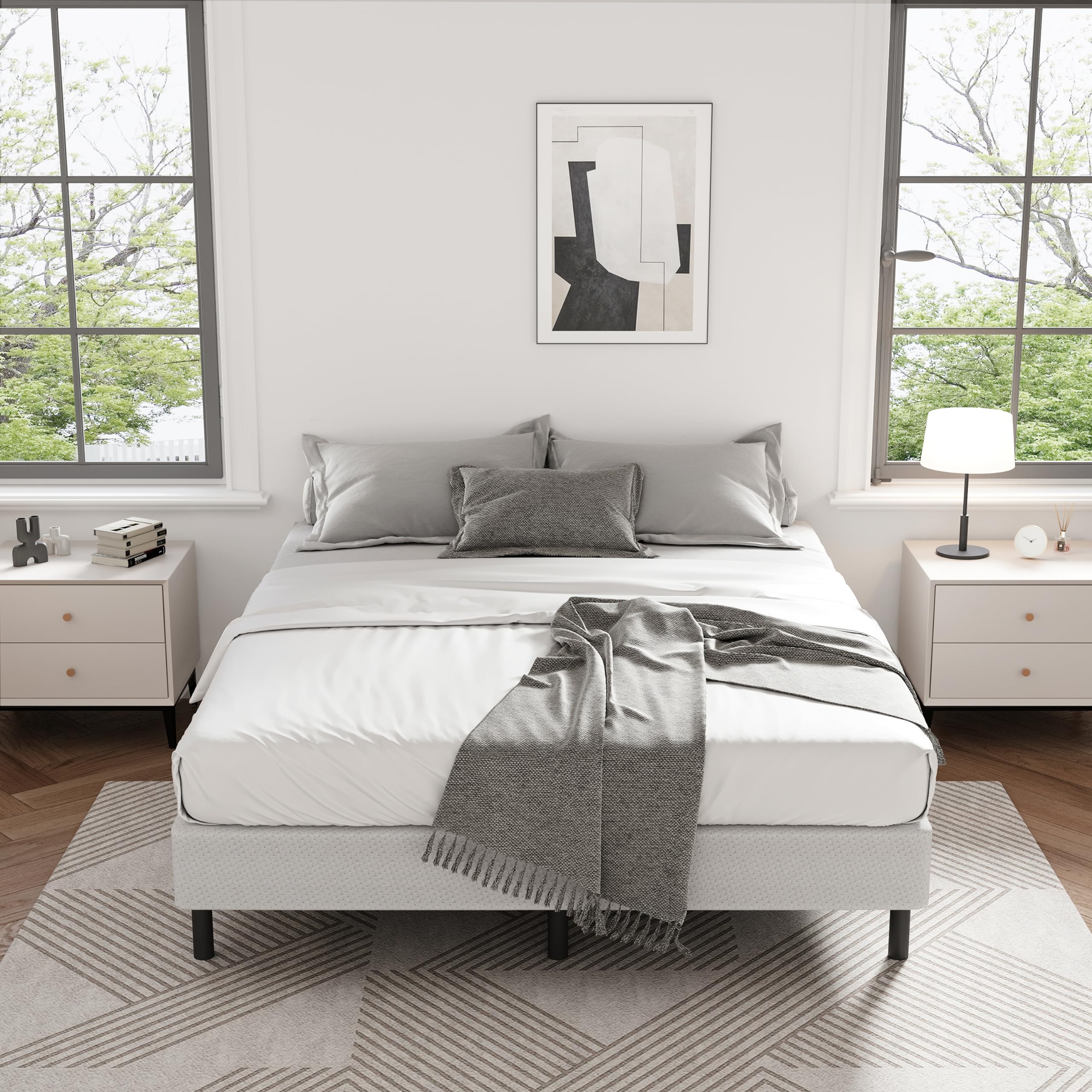 ZIYOO Queen Size Metal Bed Frame with 9 Recessed Legs, 9 inch Heavy Duty Bed Base, Easy Assembly, Noise-Free