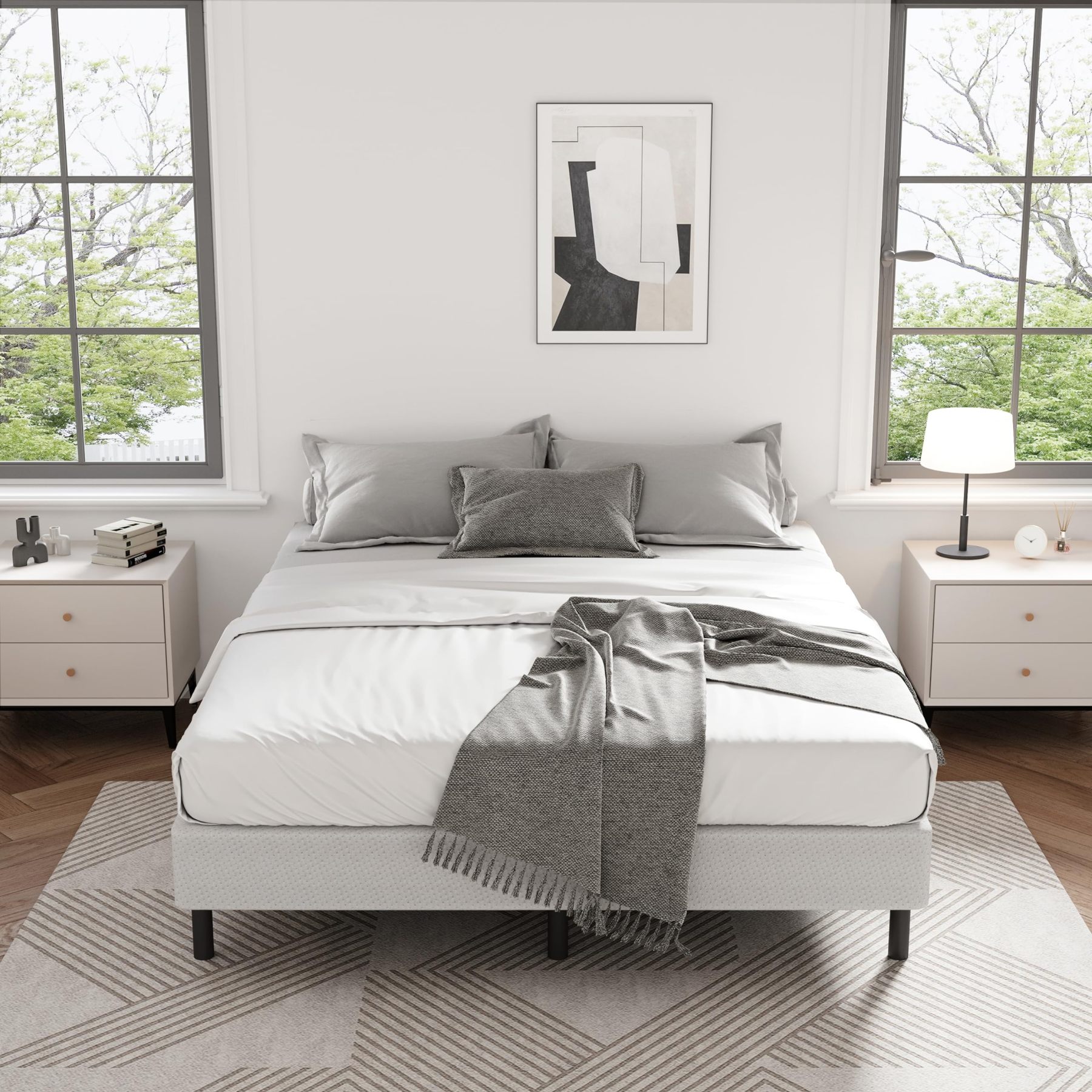 ZIYOO Queen Size Metal Bed Frame with 9 Recessed Legs, 9 inch Heavy Duty Bed Base, Easy Assembly, Noise-Free