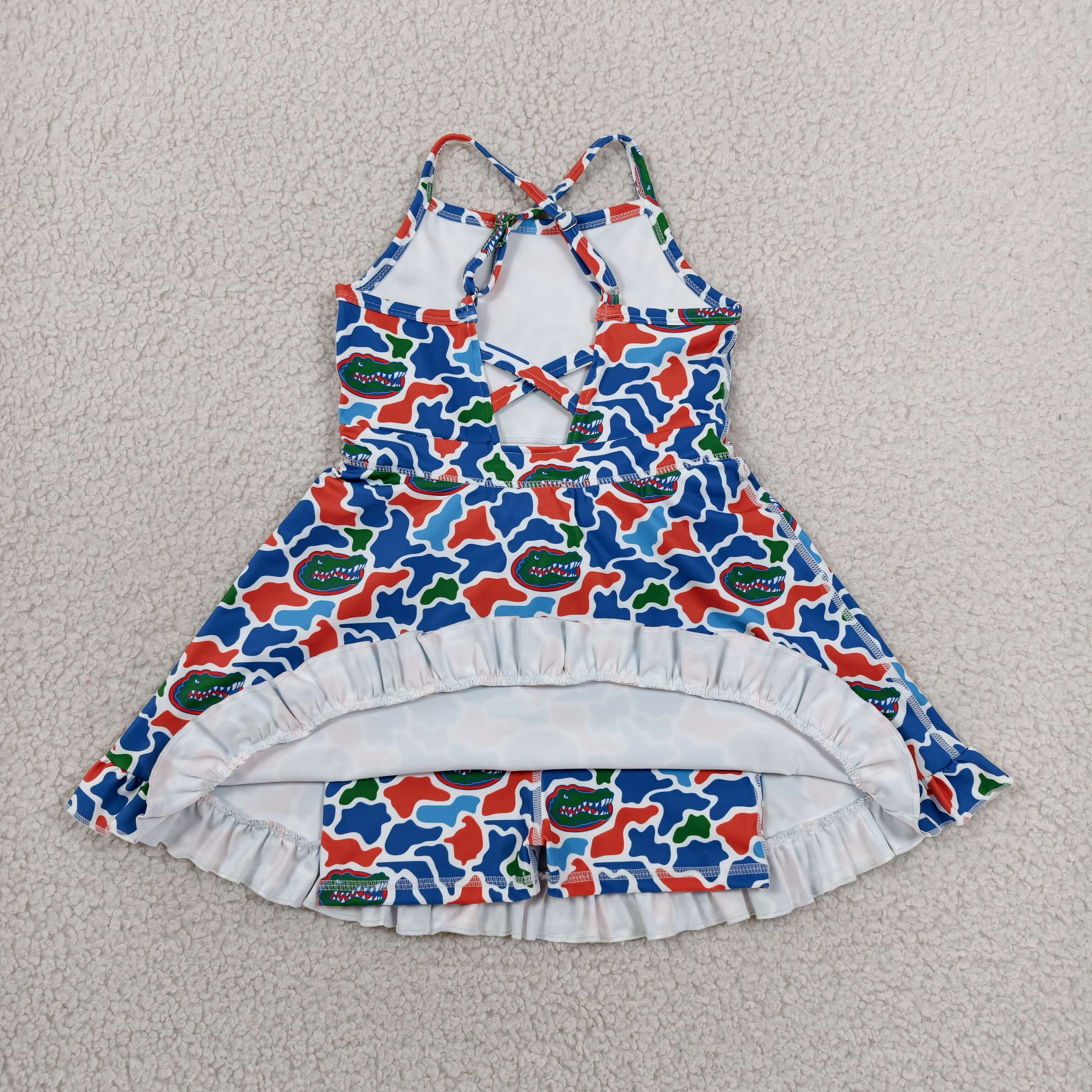 GSD3589 RTS toddler clothes  state camo print girl yoga summer dress sports clothing