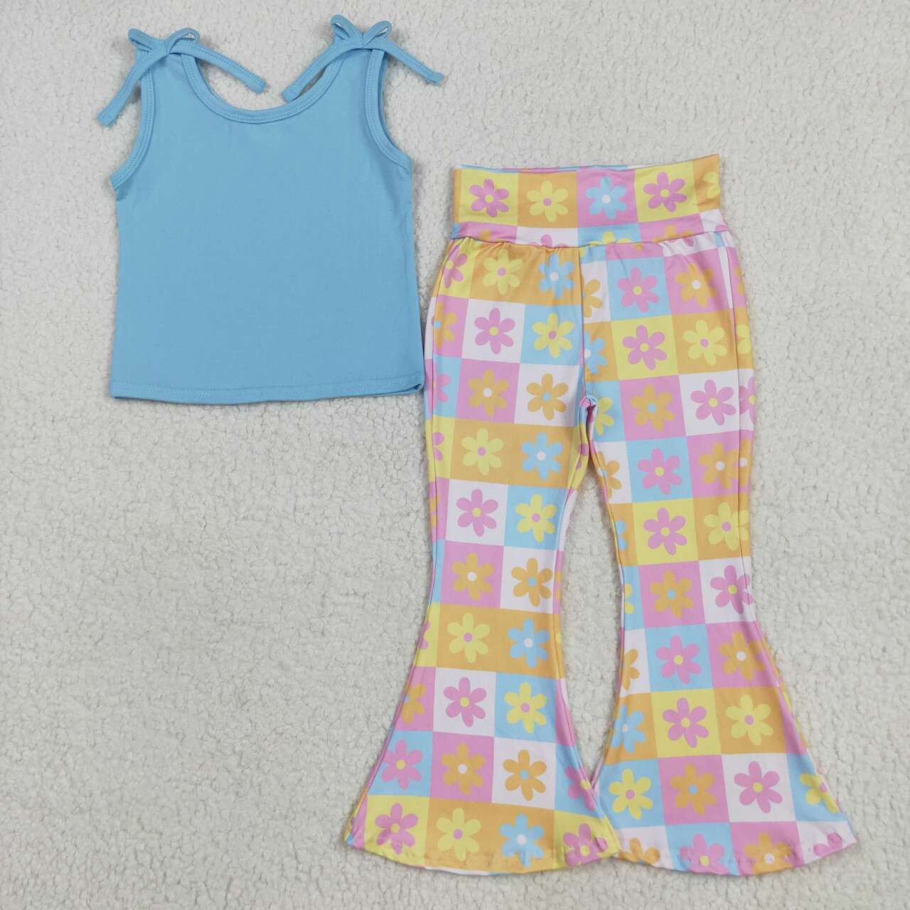 GSPO2017 RTS toddler girl clothes flower girl bell bottom pant set 