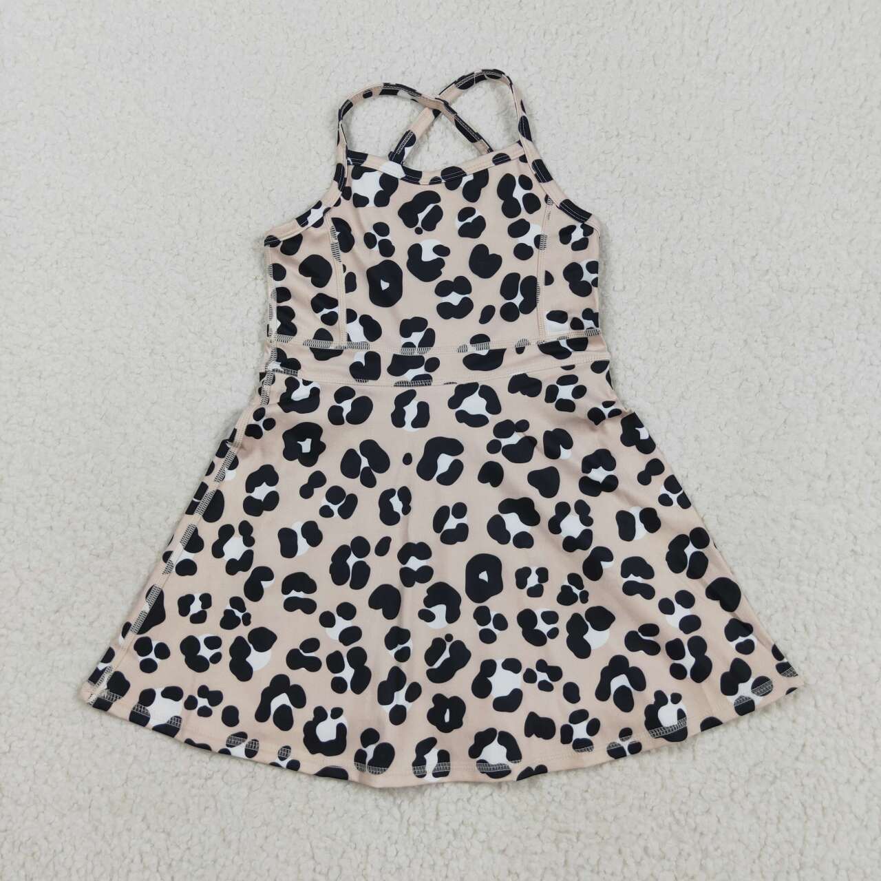 GSD2650 RTS girl clothes leopard print girl summer dress yoga clothes
