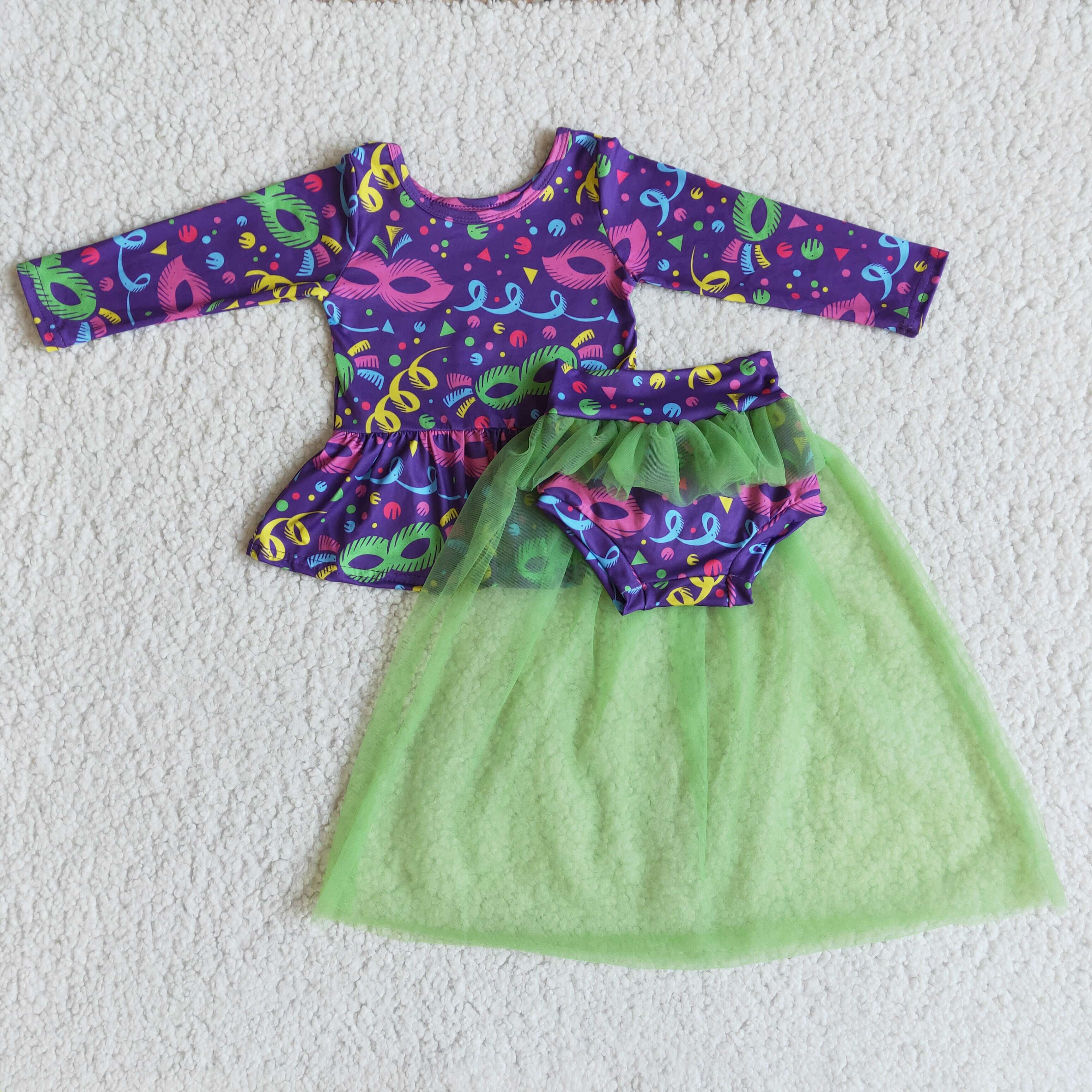 6 A21-1 baby girl clothes green tulle Mardi Gras Outfit-promotion 2025.12.27 $5.5
