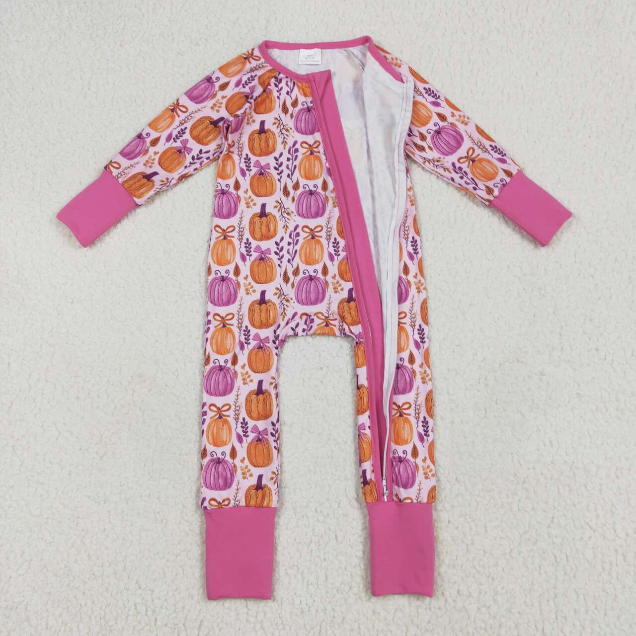 LR2270 RTS baby girl clothes pumpkin girl halloween romper pajamas 