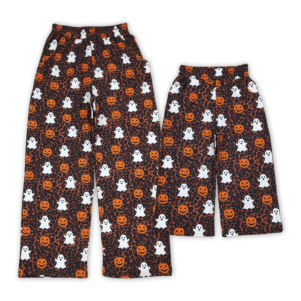 RTS Matching clothing family halloween ghost pumpkin leopard print women & kid wide leg pant fall clothing-2026.9.15