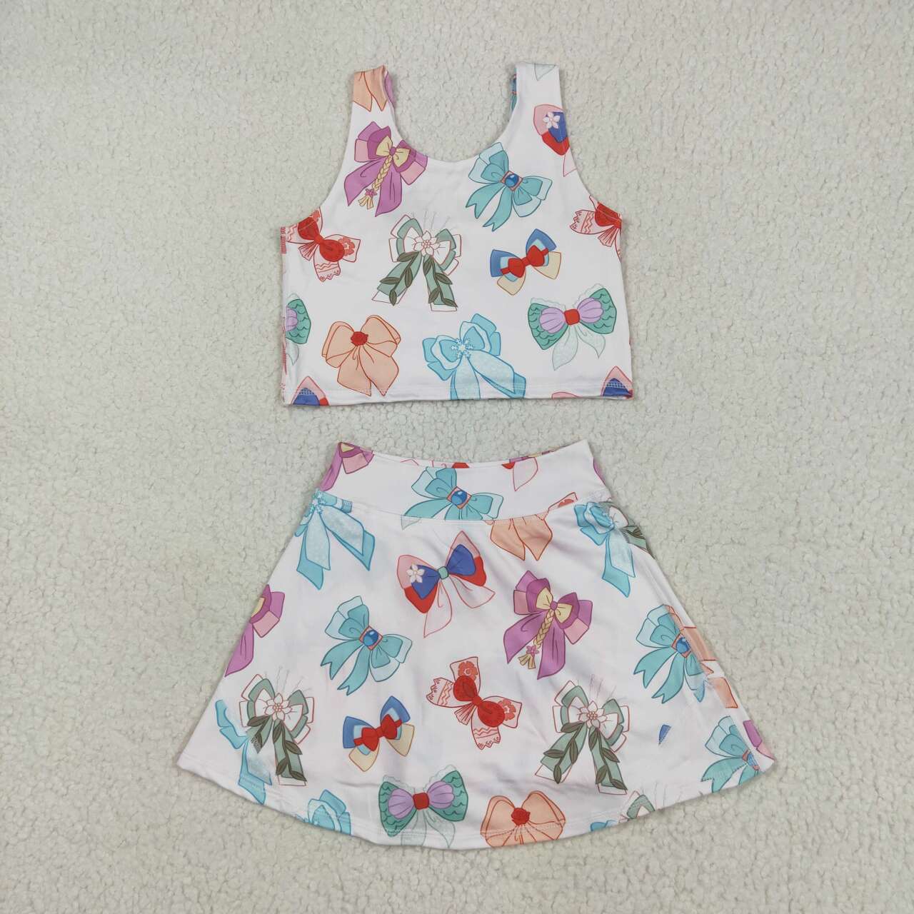 GSD2046 RTS girl clothes bows girl summer set yoga clothes atheletic clothes