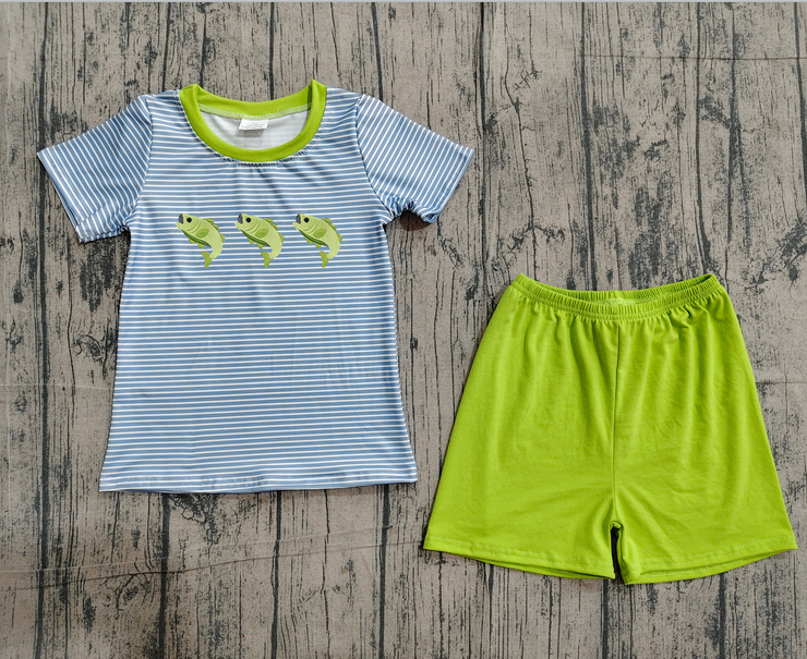 BSSO2001 pre-order kids clothes fishing print boys summer embroidery outfit-real pic 2026.4.18 